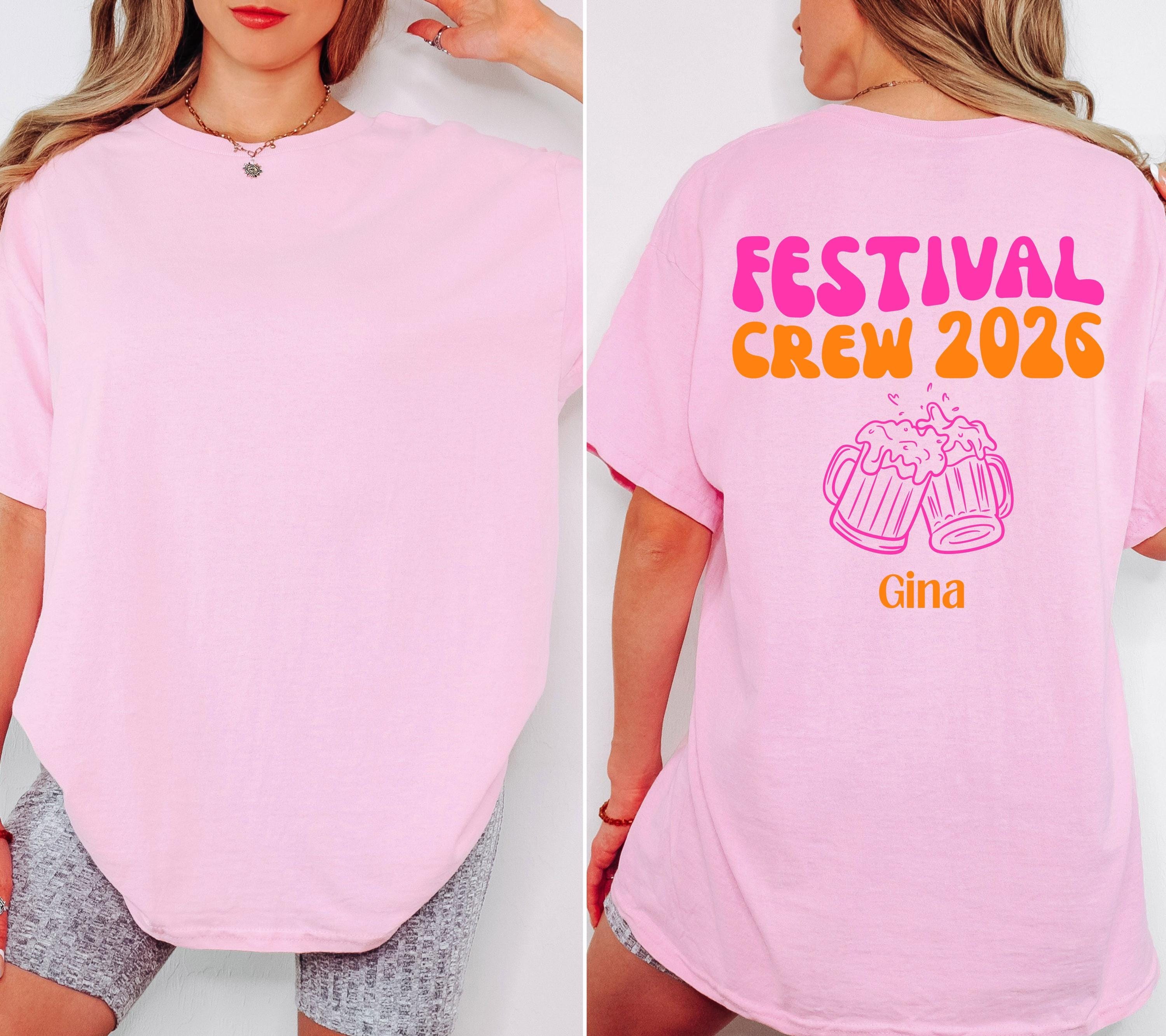 Festival Shirt - Festival Outfit Damen Herren – Lustiges Festival T Shirt Gruppe – Camping Shirt – Party Shirt Bier – Freunde - pink orange