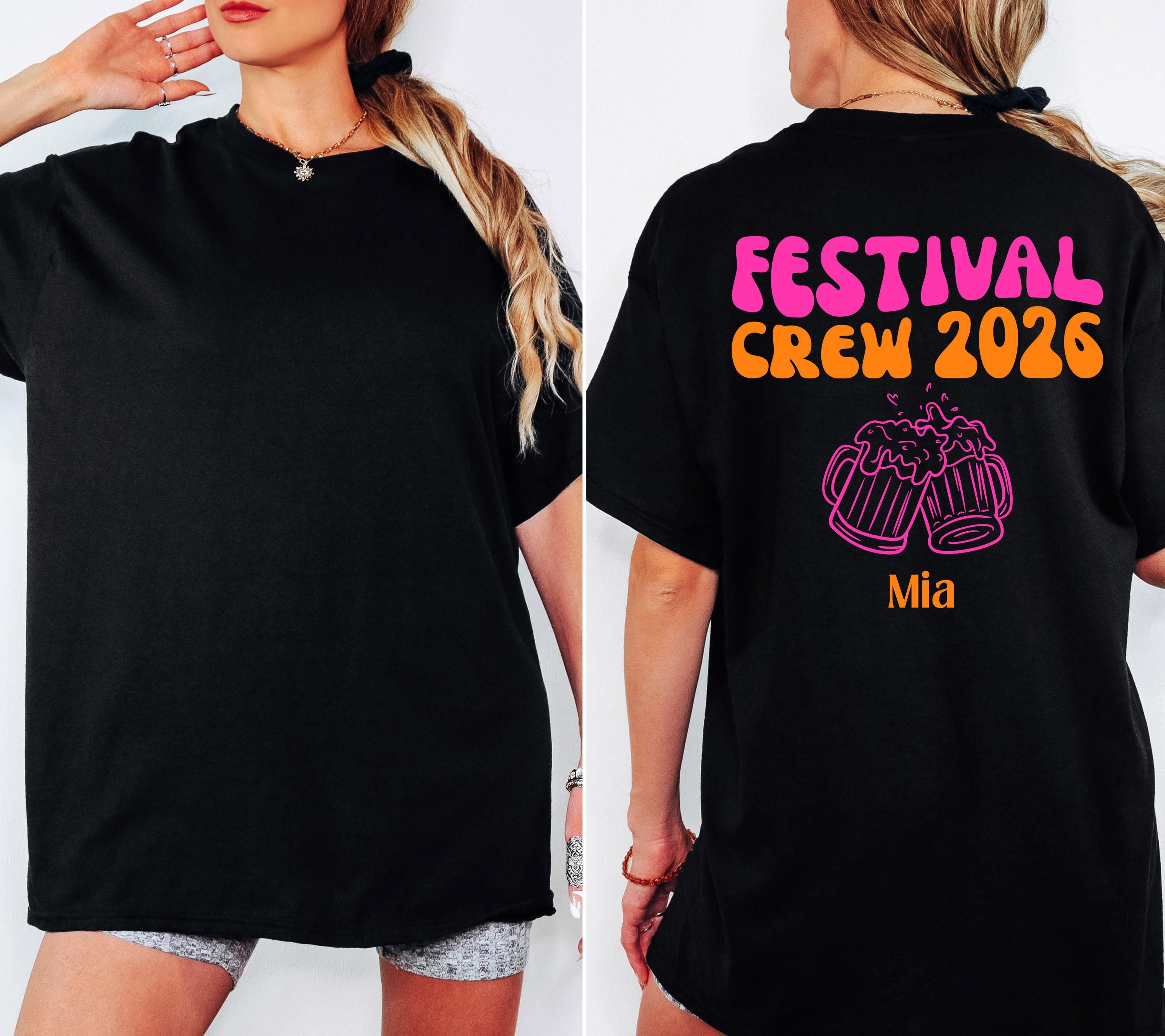Festival Shirt - Festival Outfit Damen Herren – Lustiges Festival T Shirt Gruppe – Camping Shirt – Party Shirt Bier – Freunde - pink orange