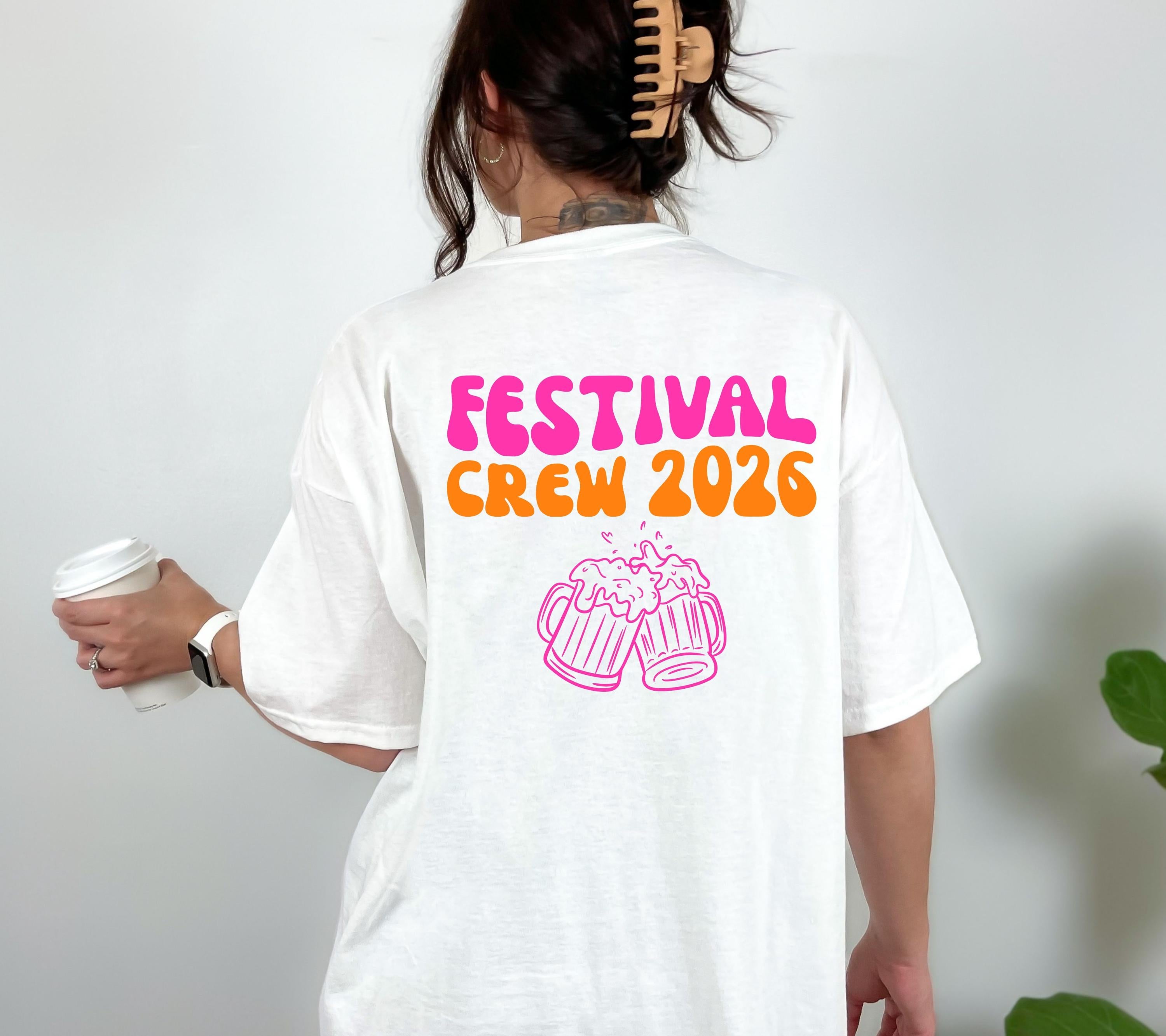 Festival Shirt - Festival Outfit Damen Herren – Lustiges Festival T Shirt Gruppe – Camping Shirt – Party Shirt Bier – Freunde - pink orange