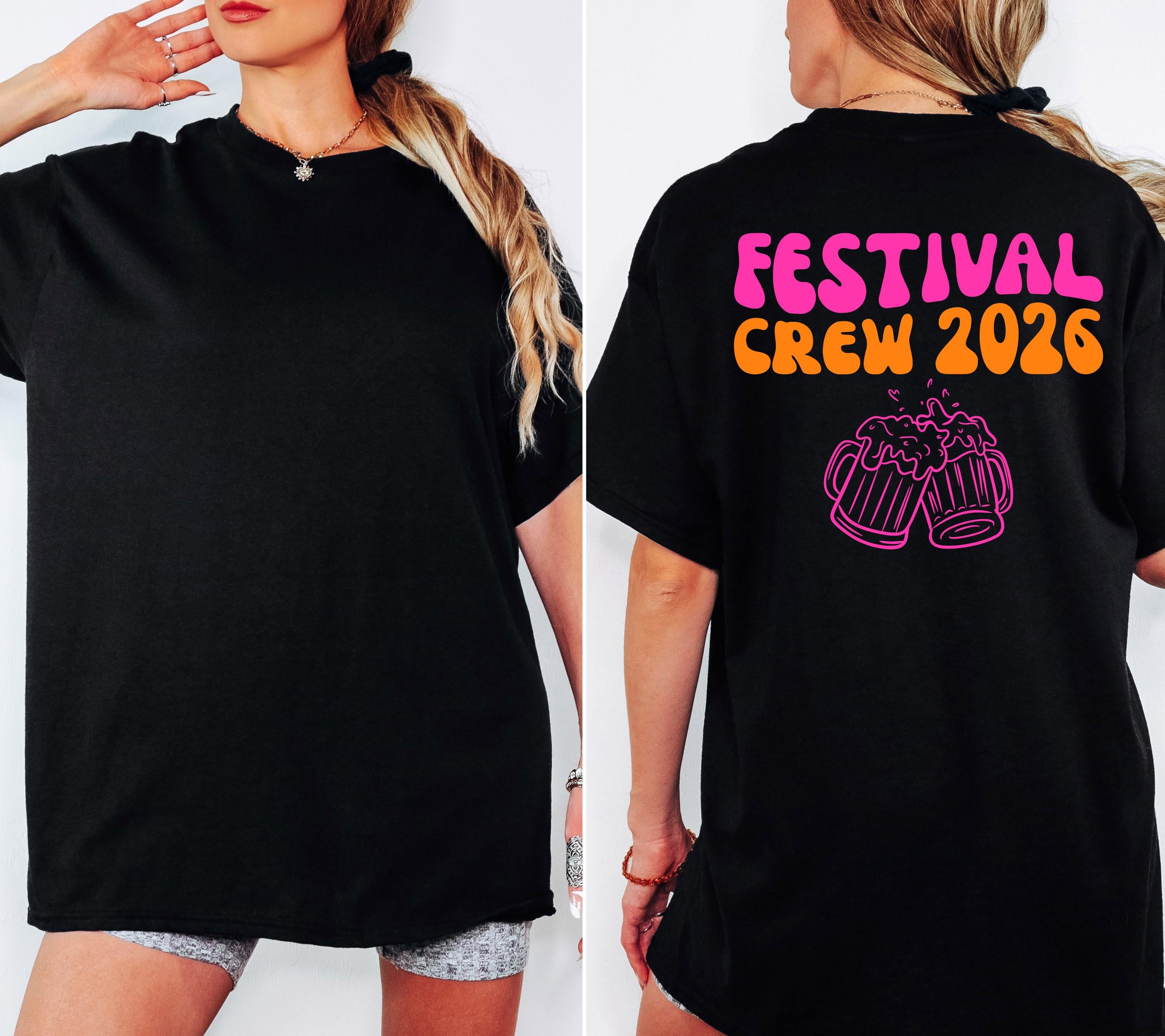 Festival Shirt - Festival Outfit Damen Herren – Lustiges Festival T Shirt Gruppe – Camping Shirt – Party Shirt Bier – Freunde - pink orange