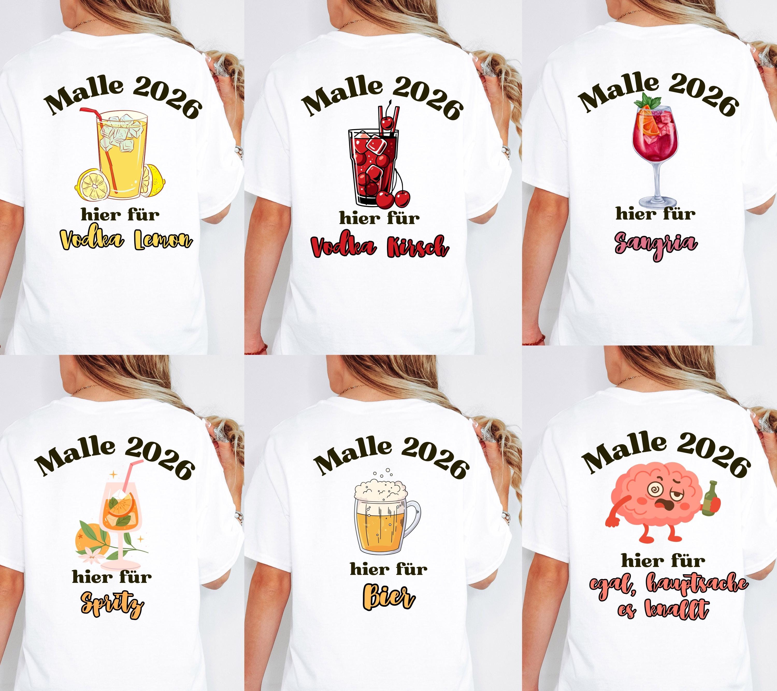 Malle Shirt Unisex, Backprint, Malle 2026, Malle Shirts, Mallorca Shirts, Bier Shirt, Sauf T Shirt, Gruppenshirt, Herren, Frauen, Männer
