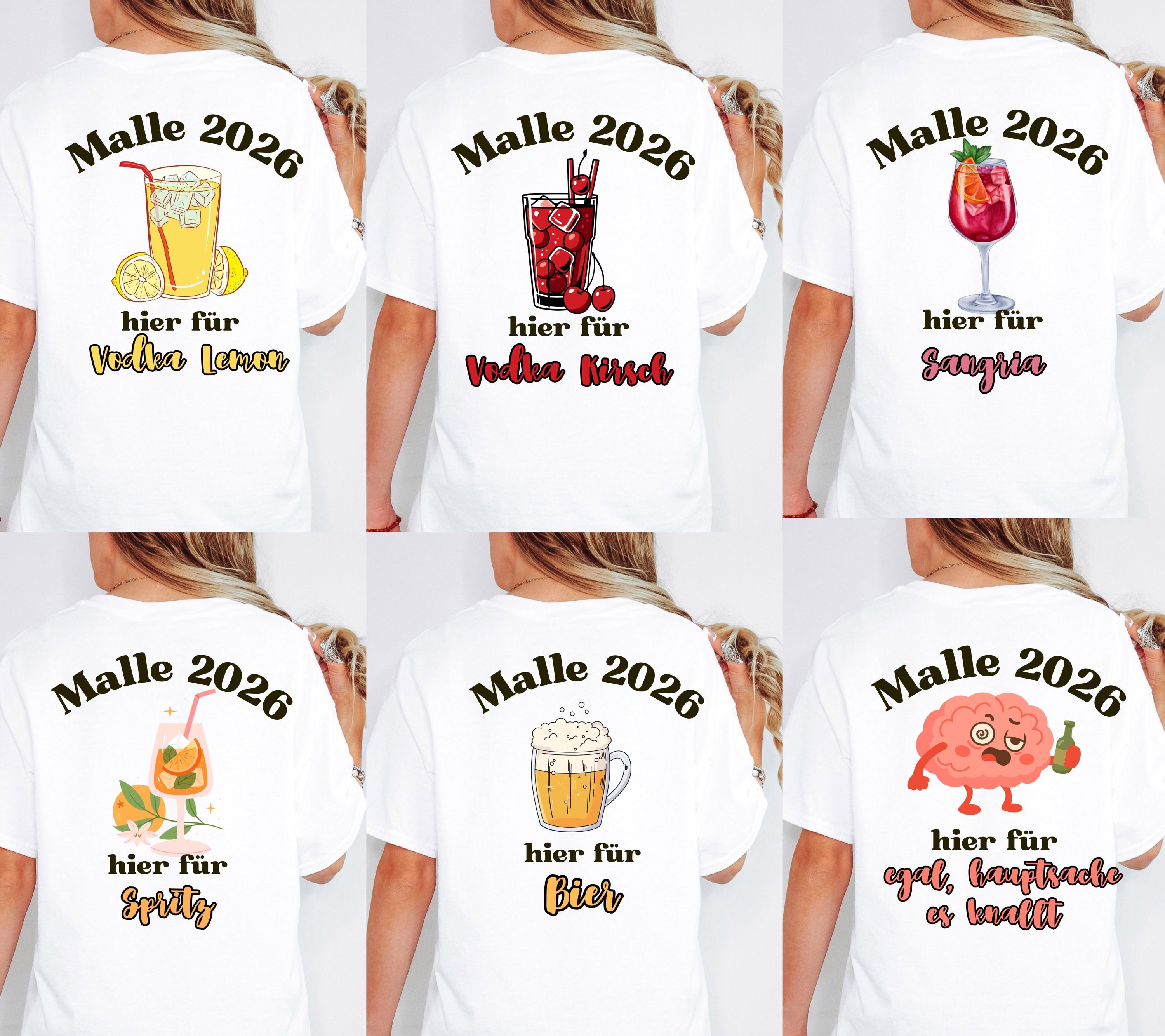 Malle Shirt Unisex, Backprint, Malle 2026, Malle Shirts, Mallorca Shirts, Bier Shirt, Sauf T Shirt, Gruppenshirt, Herren, Frauen, Männer