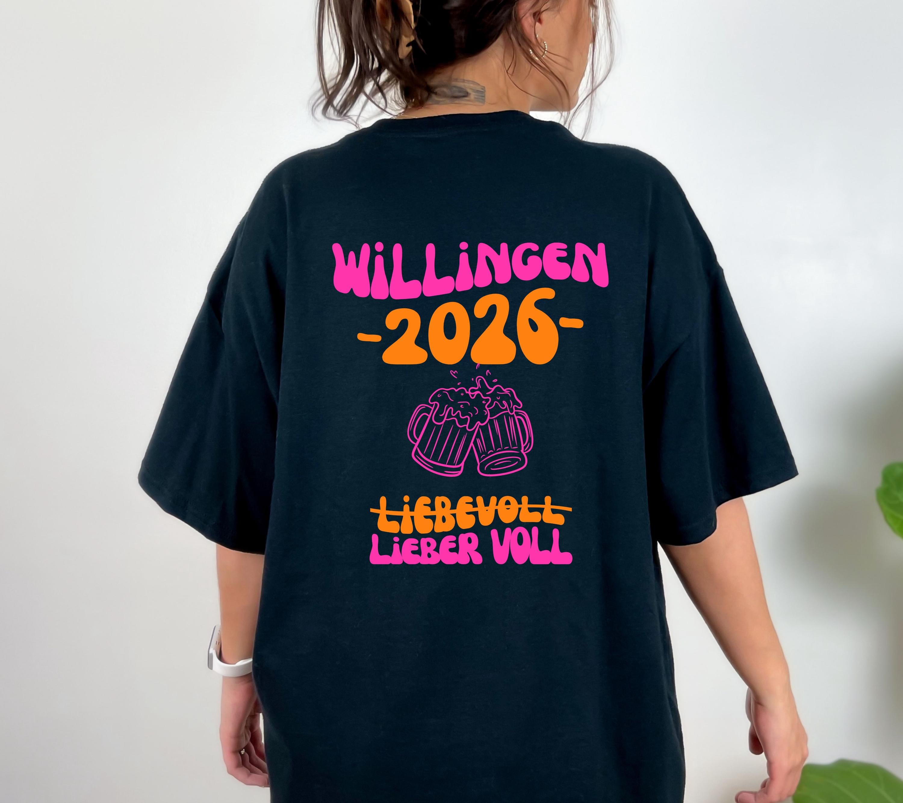 Willingen T Shirt pink orange, Willingen 2026, Mannschaftsfahrt Shirts, personalisiert, Bier Shirt, Sauf T Shirt, Gruppenshirt, Gruppenreise