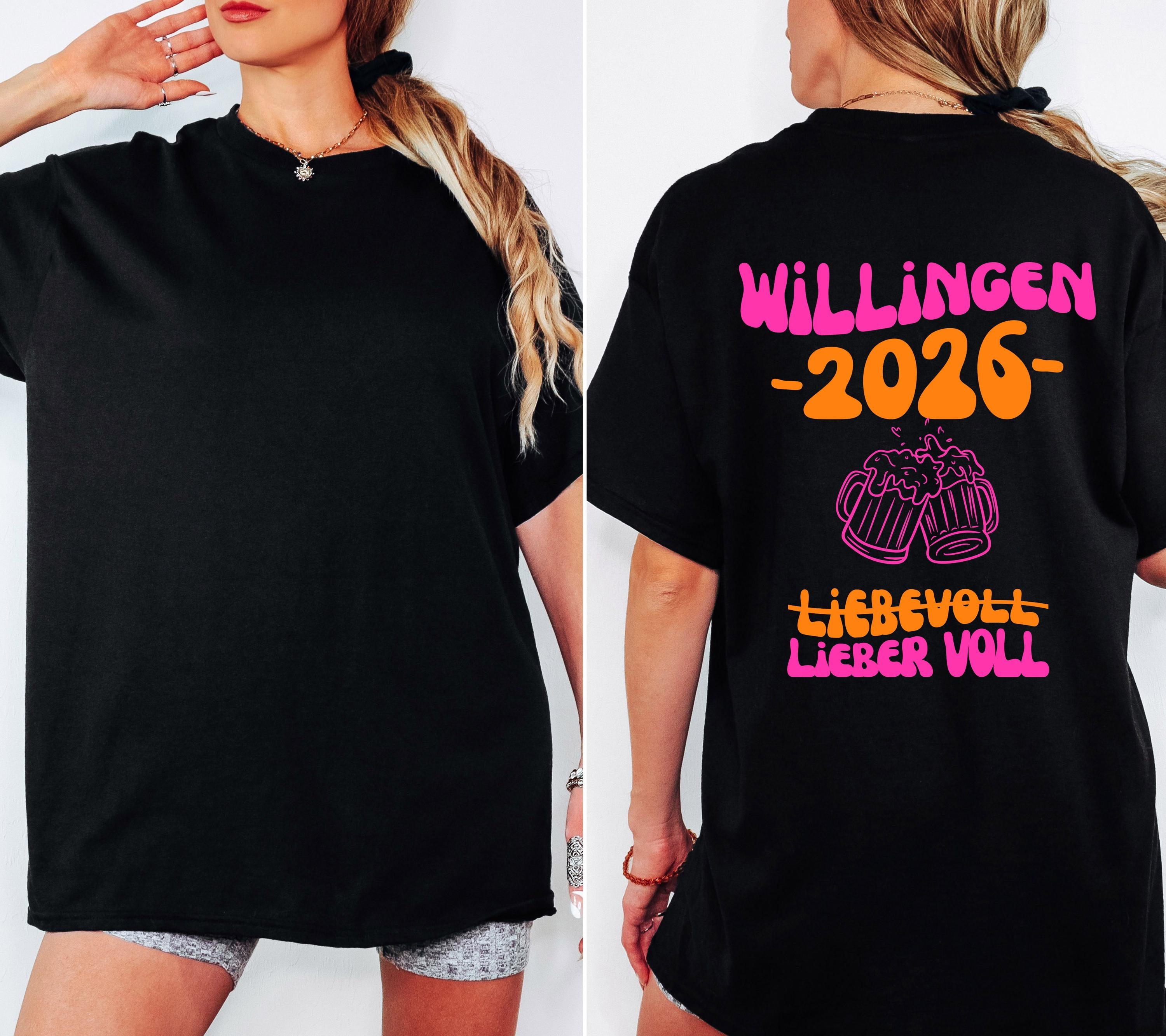 Willingen T Shirt pink orange, Willingen 2026, Mannschaftsfahrt Shirts, personalisiert, Bier Shirt, Sauf T Shirt, Gruppenshirt, Gruppenreise