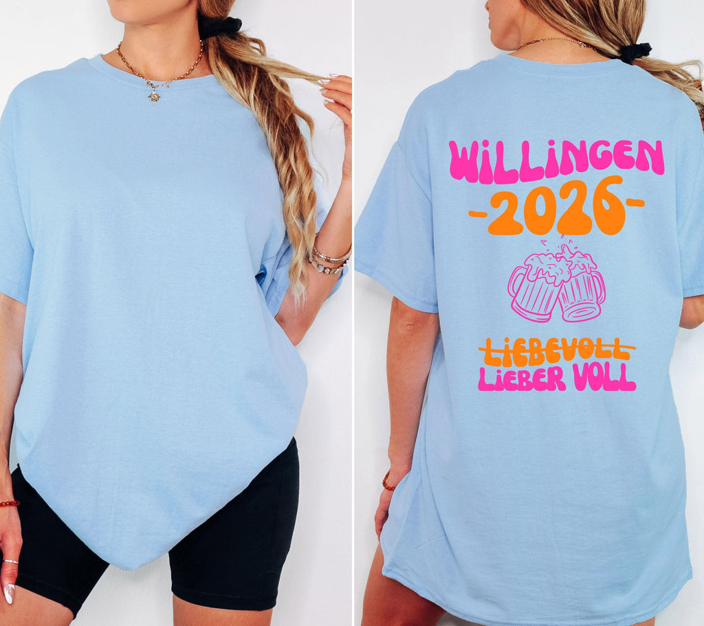 Willingen T Shirt pink orange, Willingen 2026, Mannschaftsfahrt Shirts, personalisiert, Bier Shirt, Sauf T Shirt, Gruppenshirt, Gruppenreise
