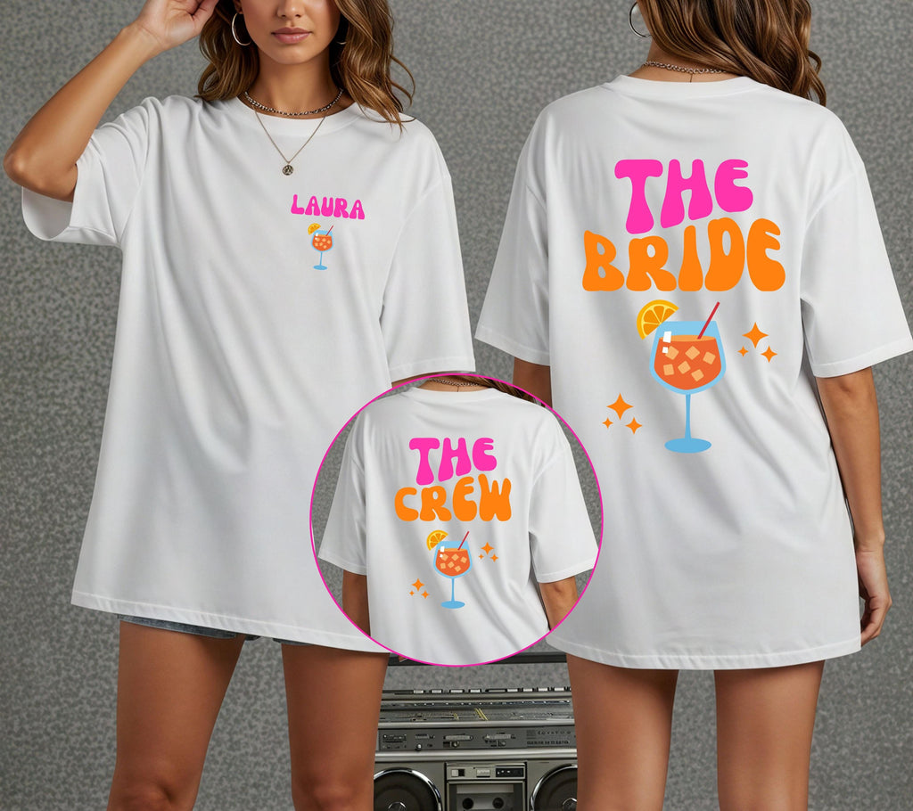 JGA Shirt, Junggesellinnenabschied Shirts, pink orange, Backprint, Team Shirts, Braut Shirt, JGA Shirts personalisiert, JGA Shirts Frauen