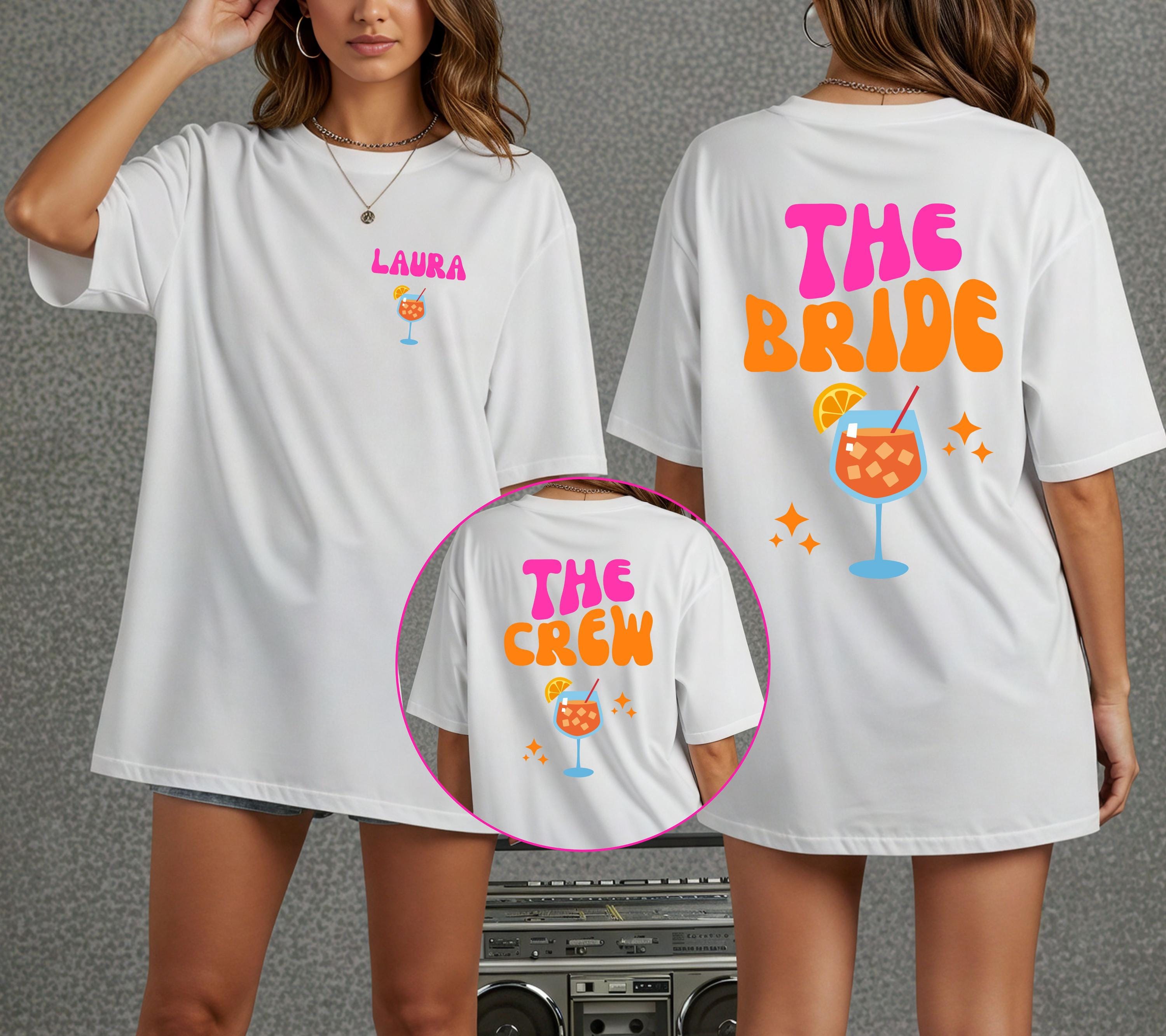 JGA Shirt, Junggesellinnenabschied Shirts, pink orange, Backprint, Team Shirts, Braut Shirt, JGA Shirts personalisiert, JGA Shirts Frauen