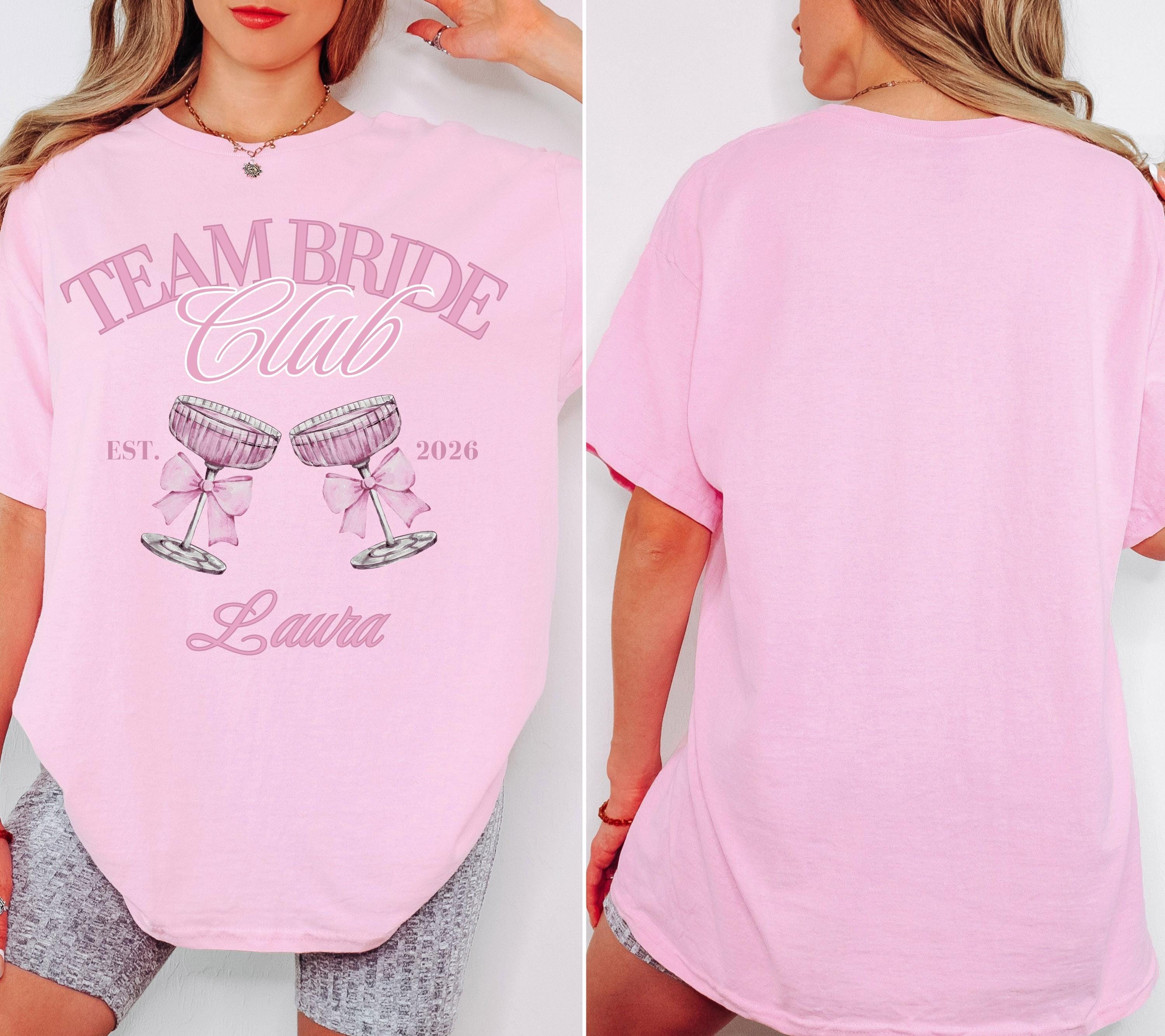 JGA Shirt mit Namen, rosa Schleife, Junggesellenabschied, Bride, Hochzeit, Team Shirts, Braut Shirt, JGA Frauen, Gruppen T Shirt, Hen Party