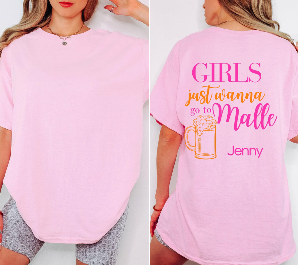 Malle Shirt, Backprint, Girls, Malle Shirts, Bier Shirt, Mallorca Shirts, pink orange, Sauf T Shirt, Gruppenshirt, Team Shirt, Party, Urlaub