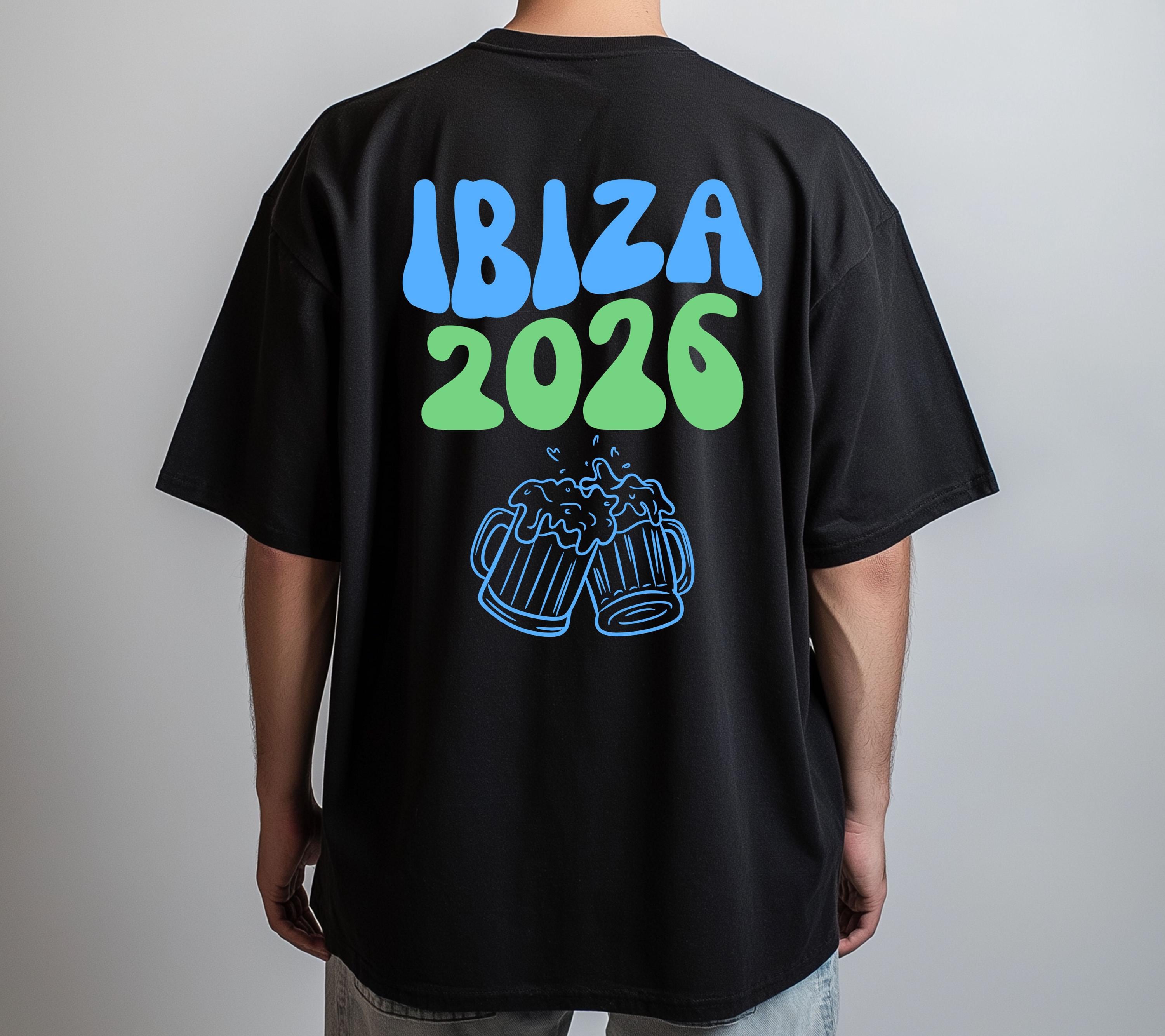 Ibiza Shirt Unisex, Backprint, Ibiza 2026, Ibiza Shirts, Bier Shirt, Sauf T Shirt, Gruppenshirt, Herren, Frauen, Männer, orange pink blau