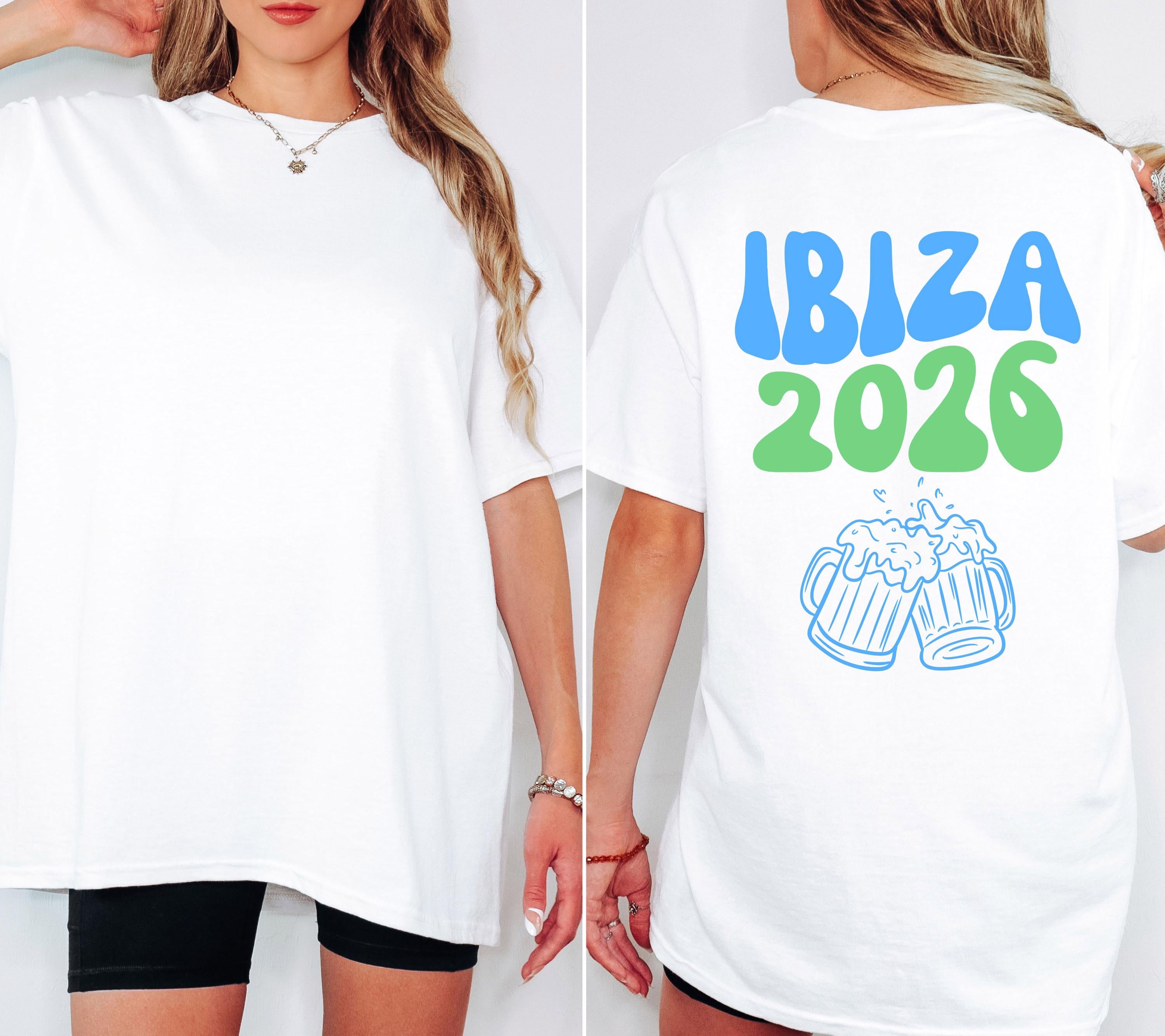 Ibiza Shirt Unisex, Backprint, Ibiza 2026, Ibiza Shirts, Bier Shirt, Sauf T Shirt, Gruppenshirt, Herren, Frauen, Männer, orange pink blau