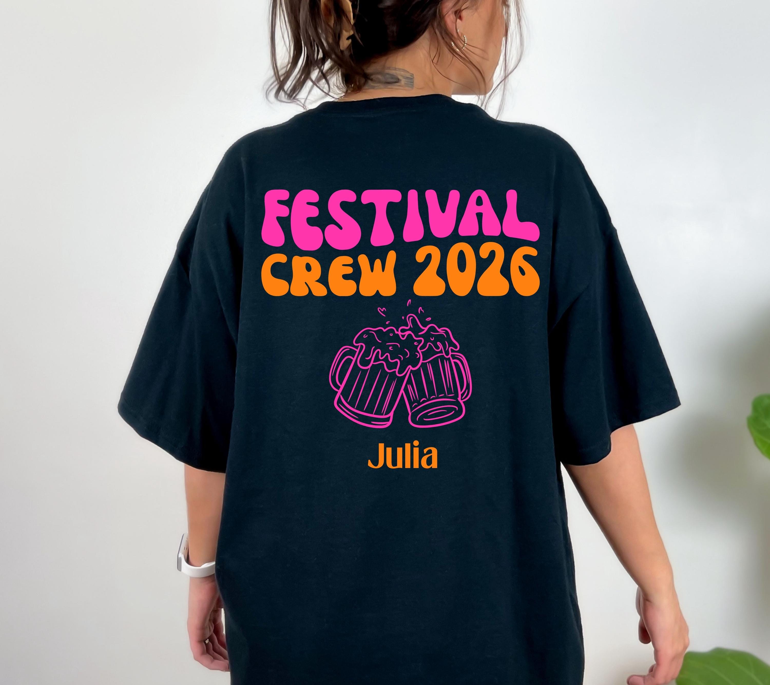 Festival Shirt - Festival Outfit Damen Herren – Lustiges Festival T Shirt Gruppe – Camping Shirt – Party Shirt Bier – Freunde - pink orange