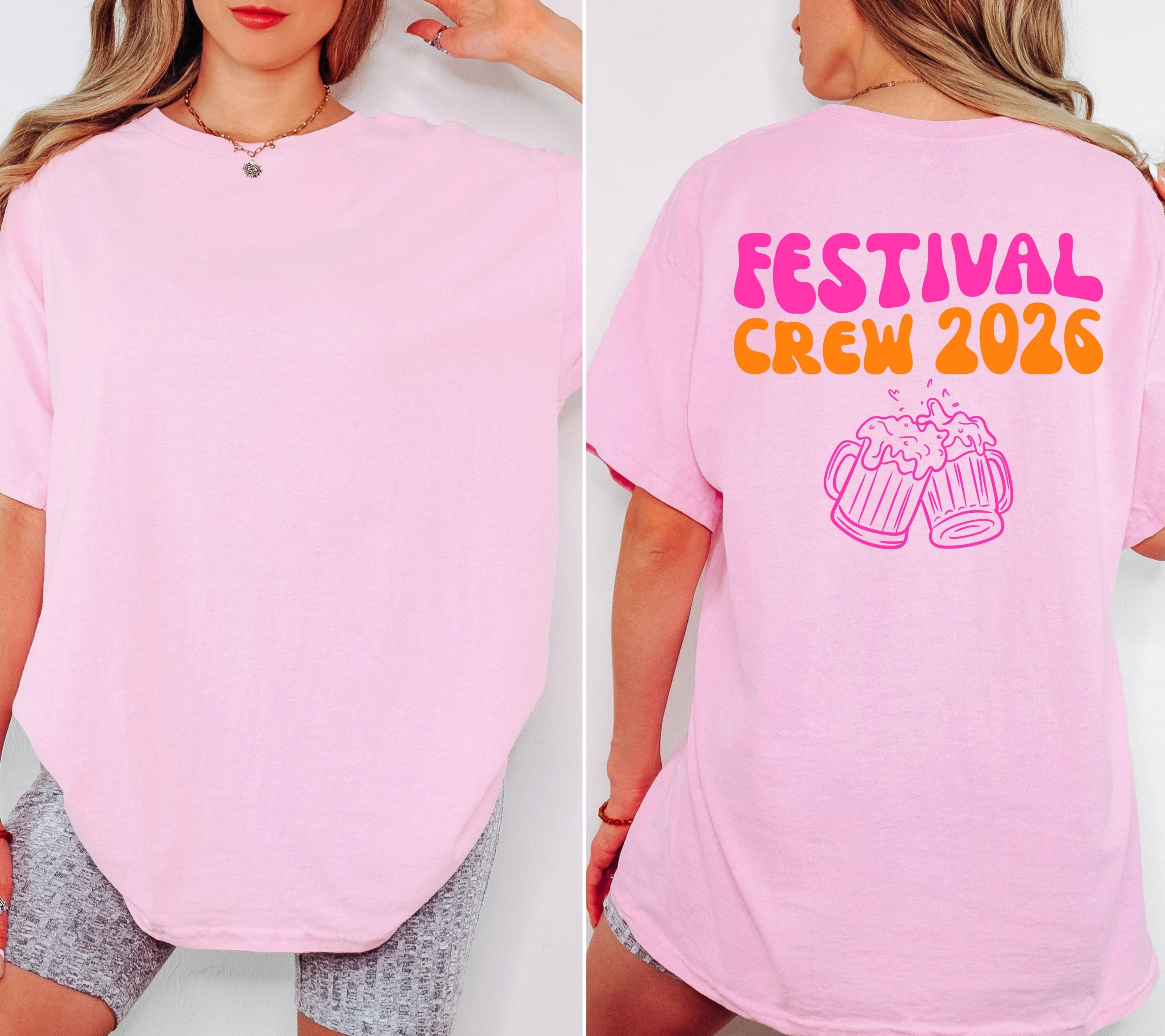 Festival Shirt - Festival Outfit Damen Herren – Lustiges Festival T Shirt Gruppe – Camping Shirt – Party Shirt Bier – Freunde - pink orange