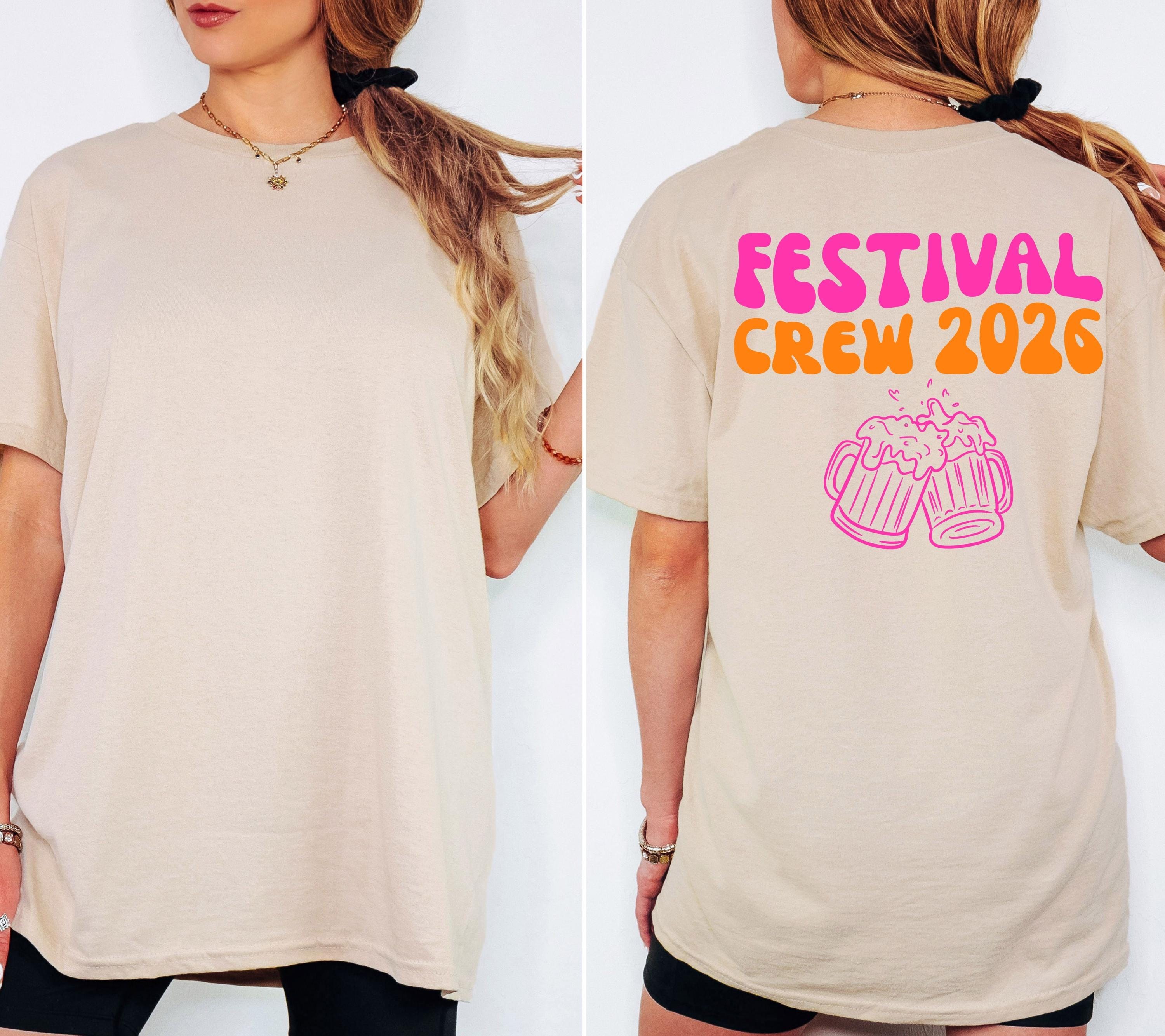 Festival Shirt - Festival Outfit Damen Herren – Lustiges Festival T Shirt Gruppe – Camping Shirt – Party Shirt Bier – Freunde - pink orange