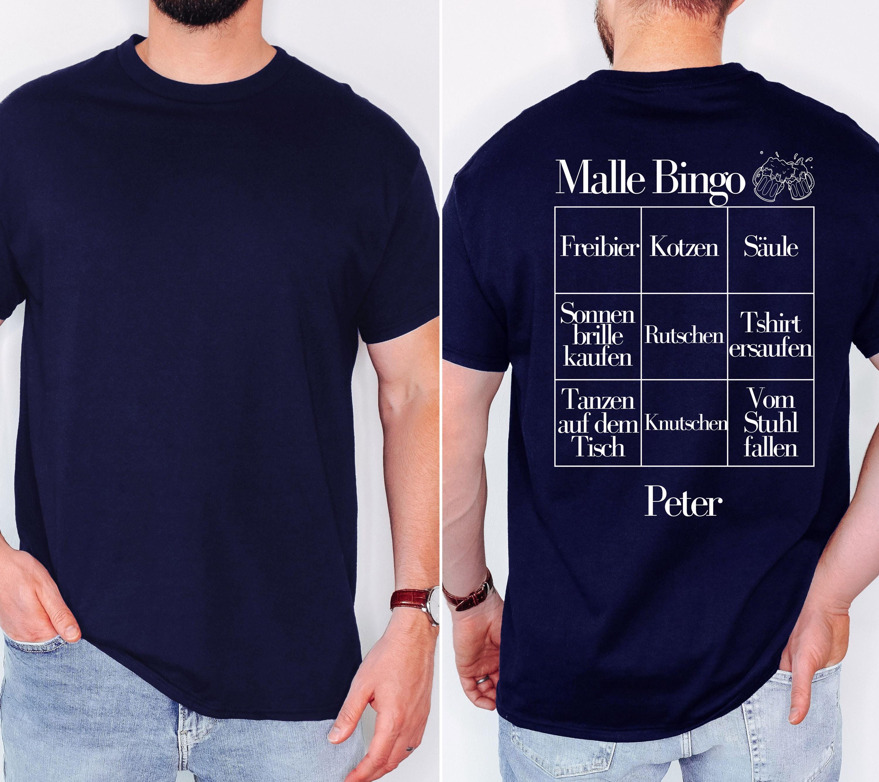 Malle Shirts Herren, Gruppenshirt, Backprint, Malle 2026, Malle Shirt, Männer, personalisiert, Mallorca, Bier Shirt, Sauf Shirt, Bingo, Bier