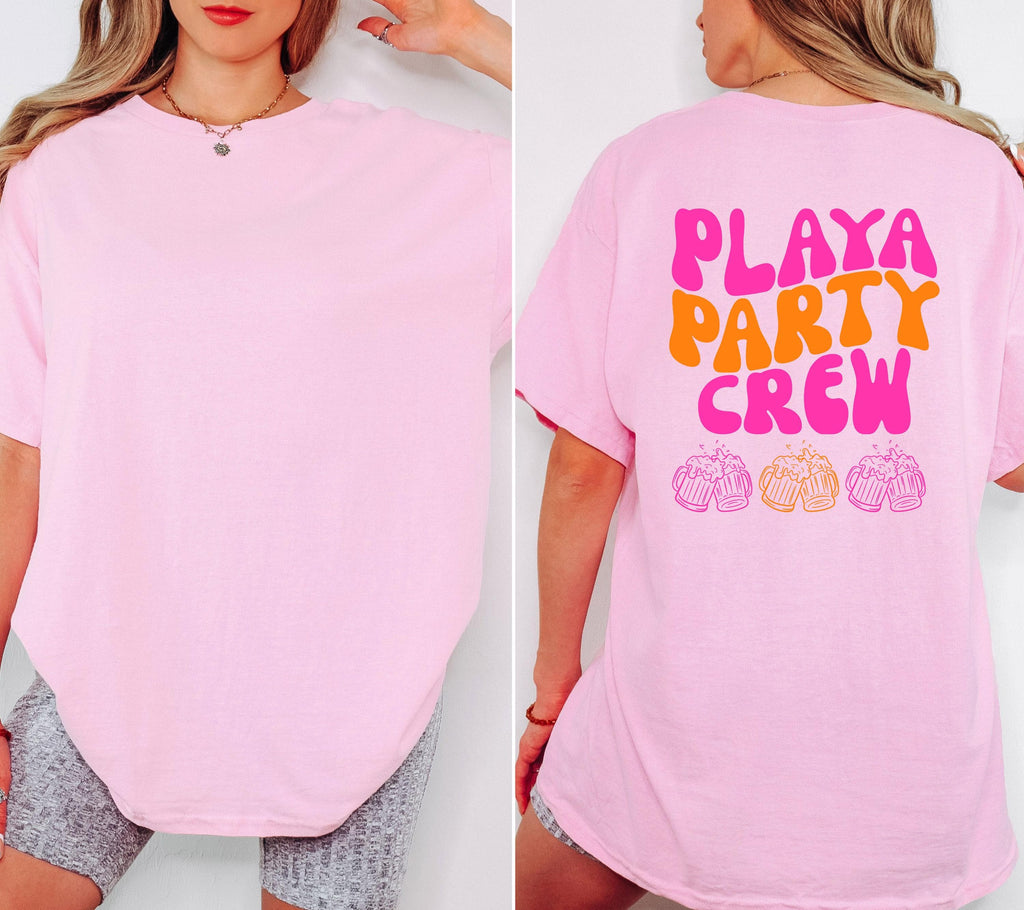 Malle Shirt pink orange, Backprint, Malle 2026, Malle Shirts personalisiert, Mallorca t Shirts pink, Bier Shirt, Gruppenshirt, playa, Urlaub