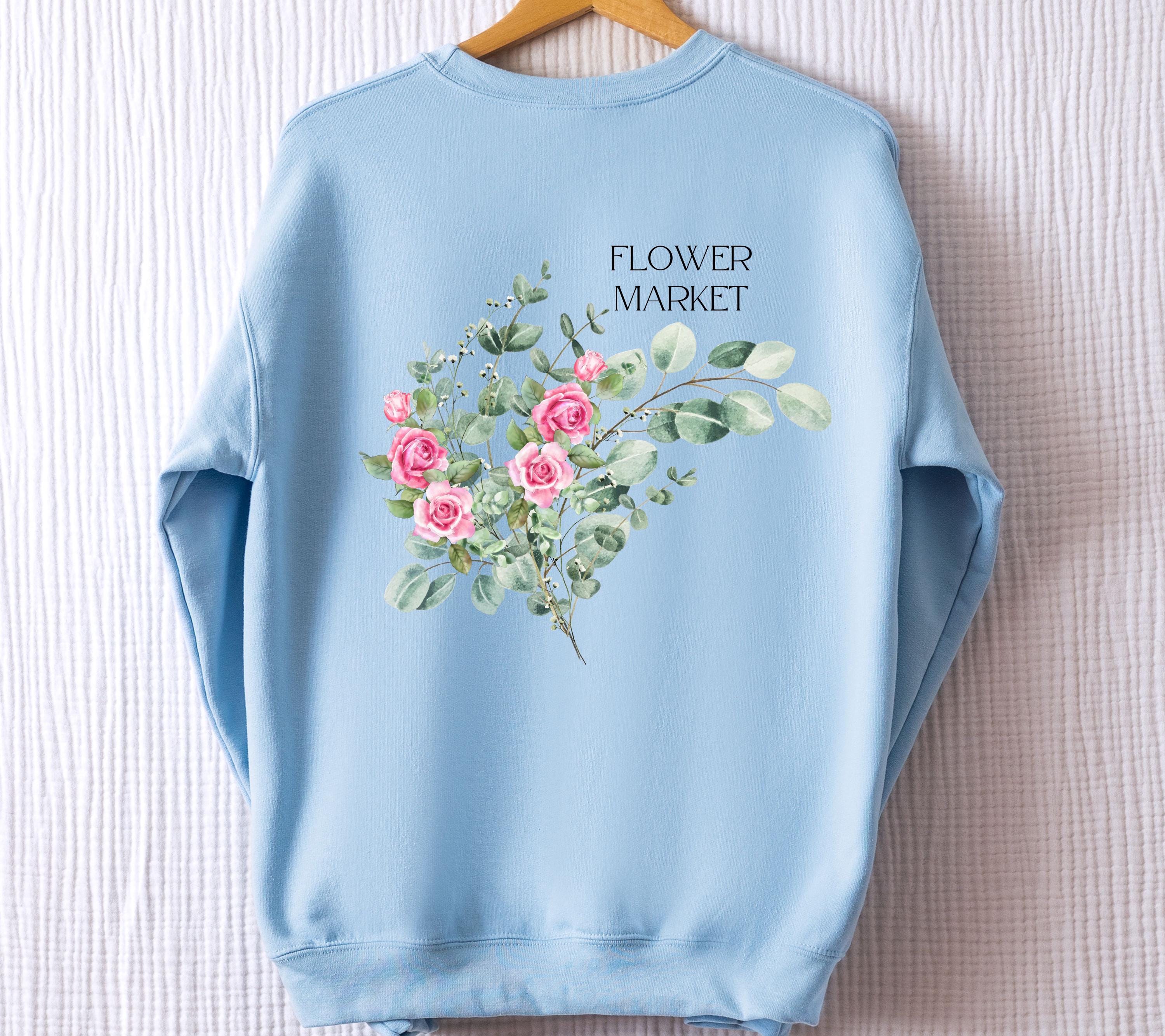 Pullover Blumen, Sweatshirt Backprint, Blumenmuster, Pullover Damen, Oversized Sweater Damen, Geschenkidee Freundin, Vintage Pullover, rosa