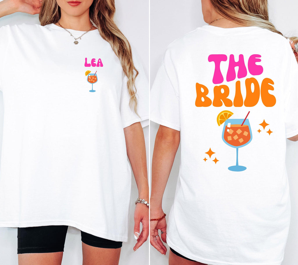 JGA Shirt, Junggesellinnenabschied Shirts, pink orange, Backprint, Team Shirts, Braut Shirt, JGA Shirts personalisiert, JGA Shirts Frauen