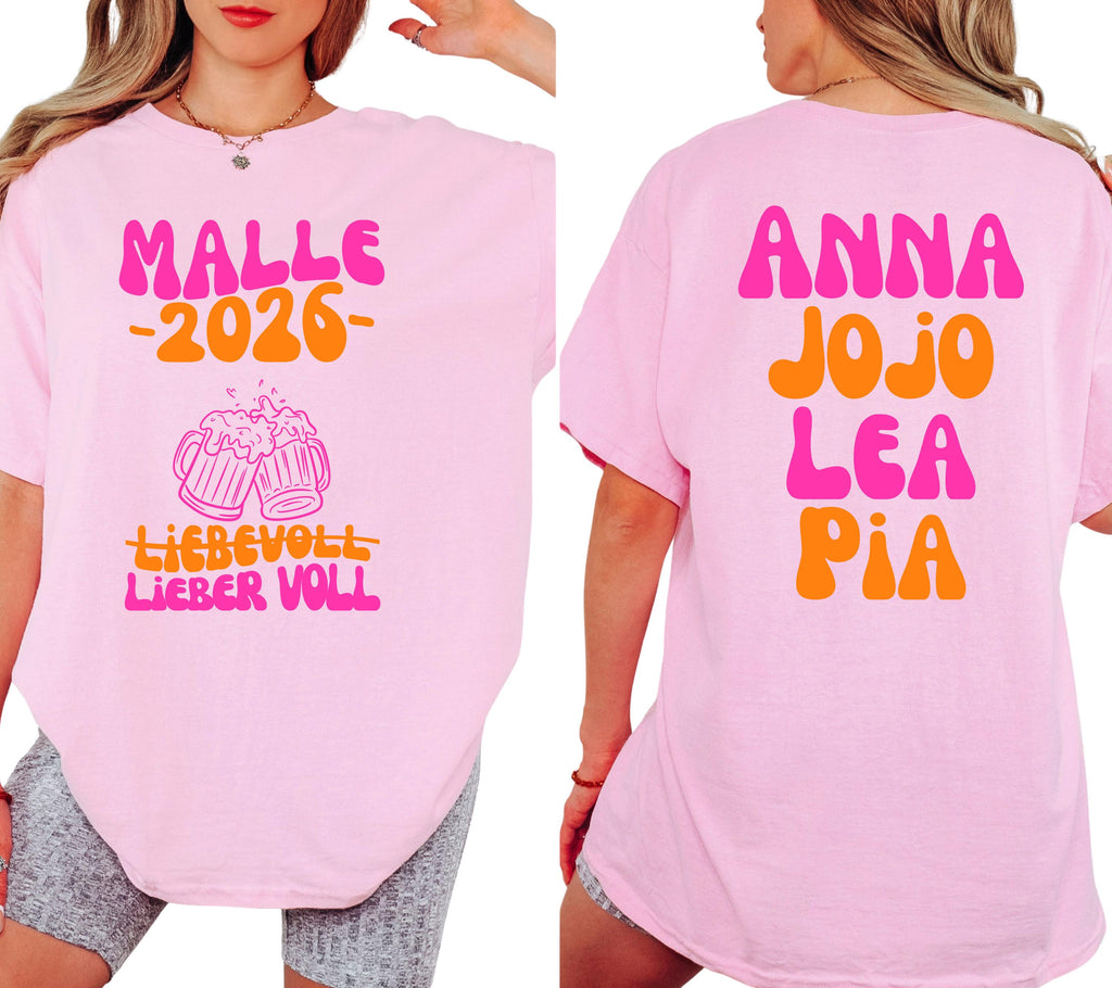 Malle Shirt, Spritz, Backprint, Malle 2026, liebevoll lieber voll, Malle T Shirt, personalisiert, Mallorca Shirts, Bier Shirt, Gruppenshirt