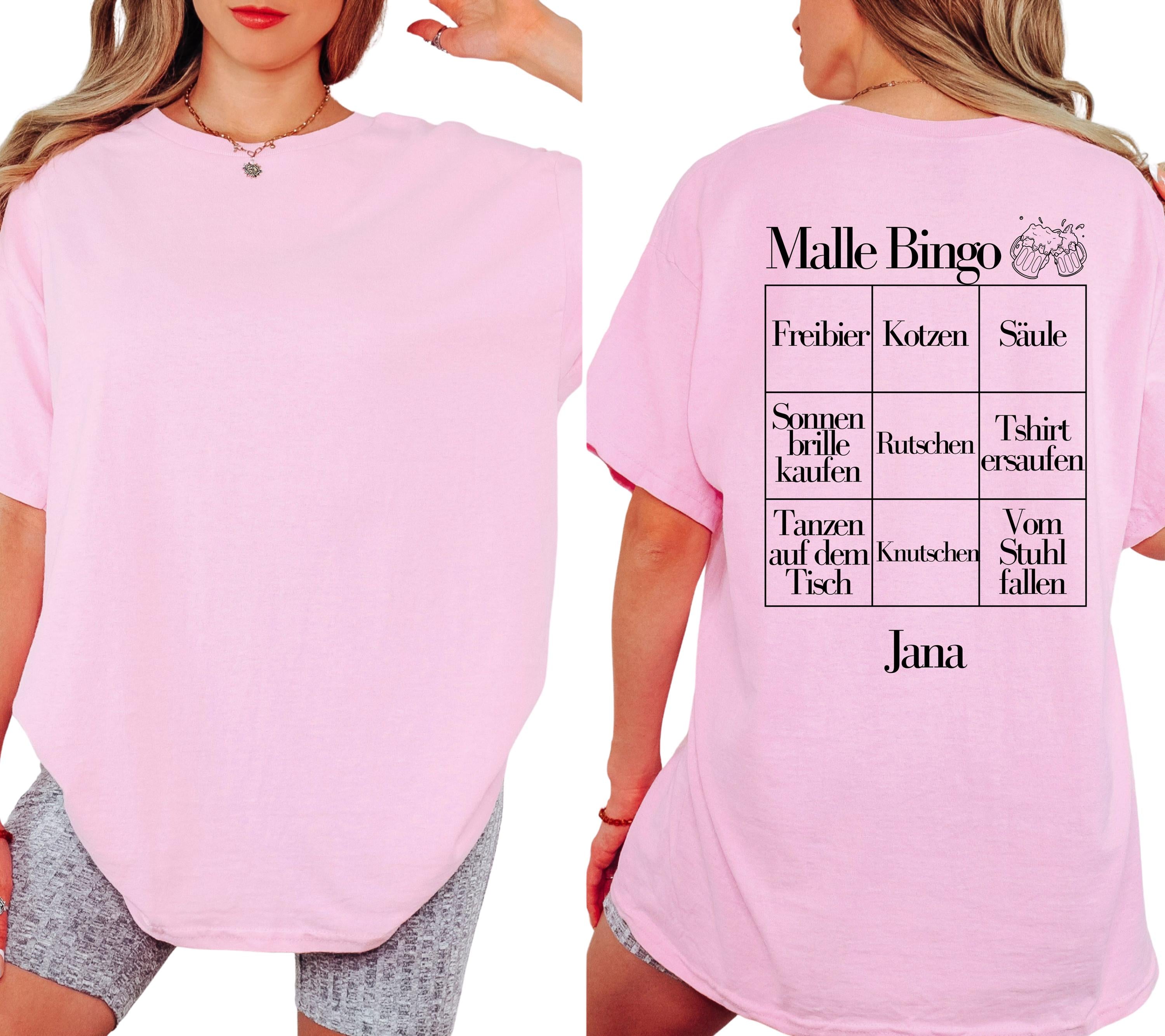 Malle Shirt Unisex, Malle Shirt Damen, Männer, Malle Bingo, Gruppenshirt, Backprint, Malle 2026, personalisiert, Mallorca TShirt, Bier Shirt