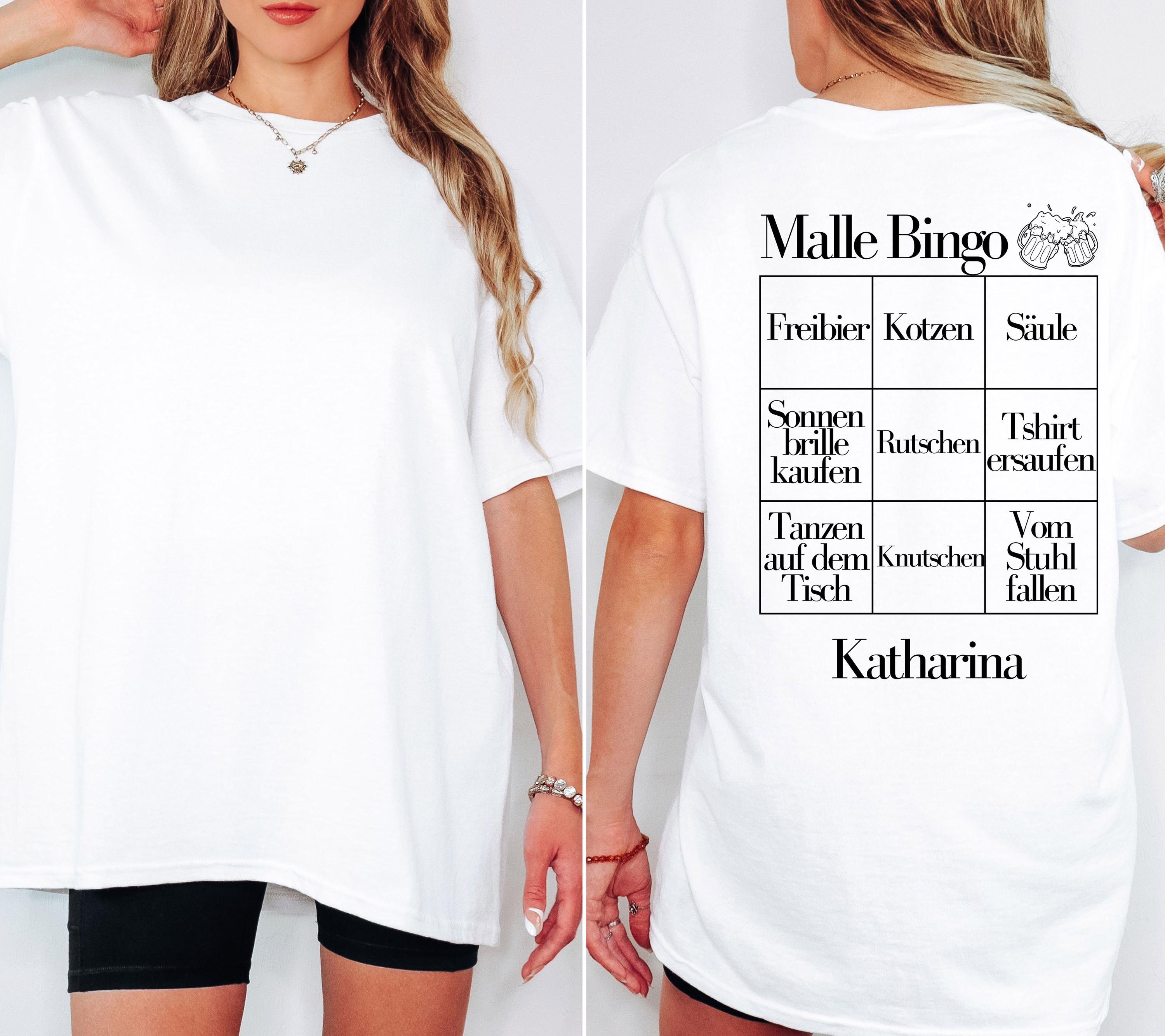 Malle Shirt Unisex, Malle Shirt Damen, Männer, Malle Bingo, Gruppenshirt, Backprint, Malle 2026, personalisiert, Mallorca TShirt, Bier Shirt