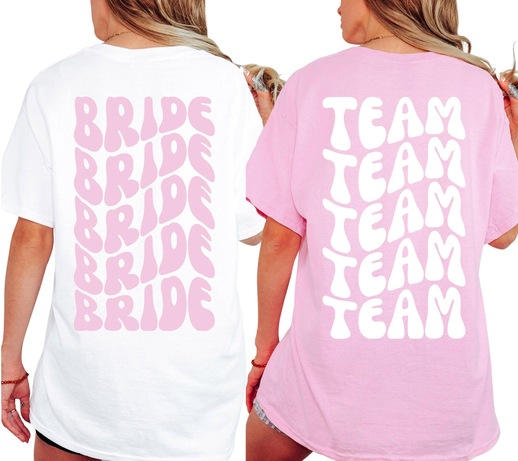 JGA Shirt, JGA Shirts Frauen, Junggesellinnenabschied, Team Braut, Braut Tshirt, Bride Shirt, JGA Frauen, Gruppen T Shirt, Backprint, rosa