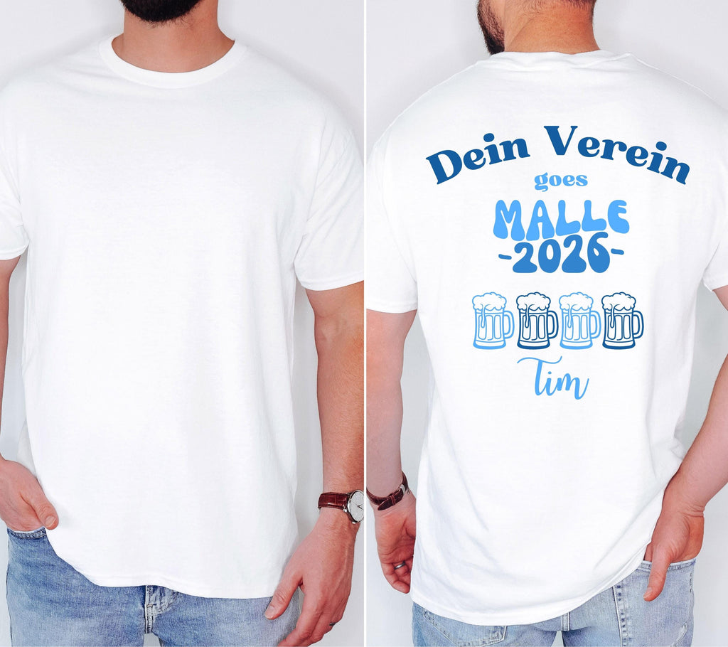 Malle Shirt Mannschaftsfahrt, Backprint, Malle 2026, Malle Shirts, T Shirt, Trikot, Mallorca Shirts, Bier Shirt, Sauf T Shirt, Gruppenshirt