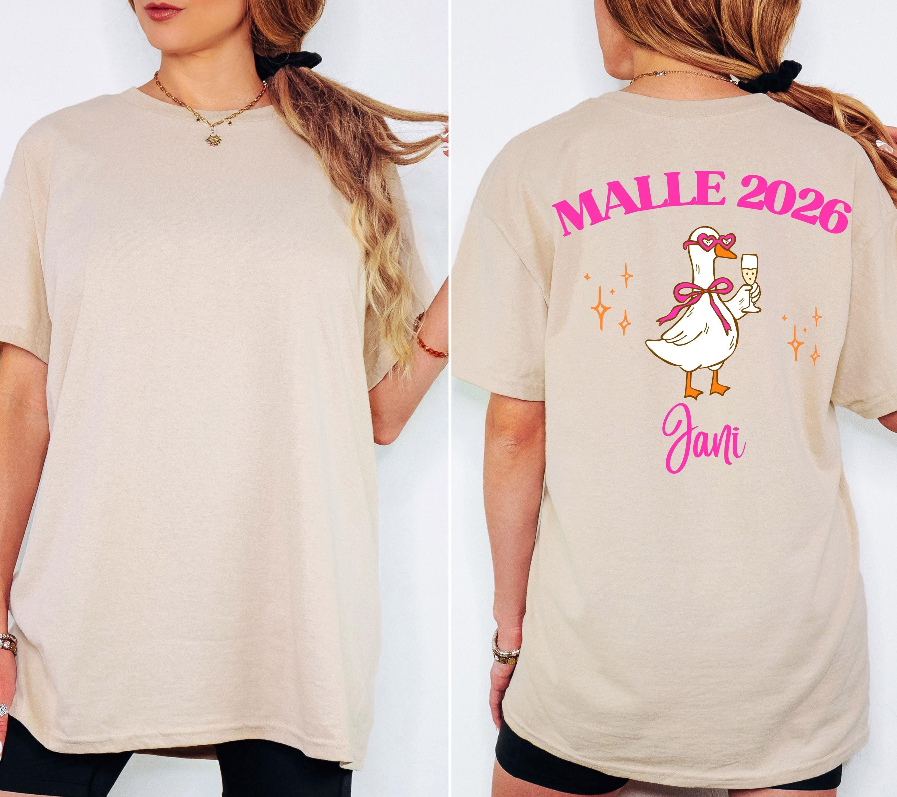 Malle Shirt, Backprint, Malle 2026 Ente, Malle Shirts personalisiert, Mallorca t Shirts, Bier Shirt, Gruppenshirt pink, lustige Shirts, Sekt