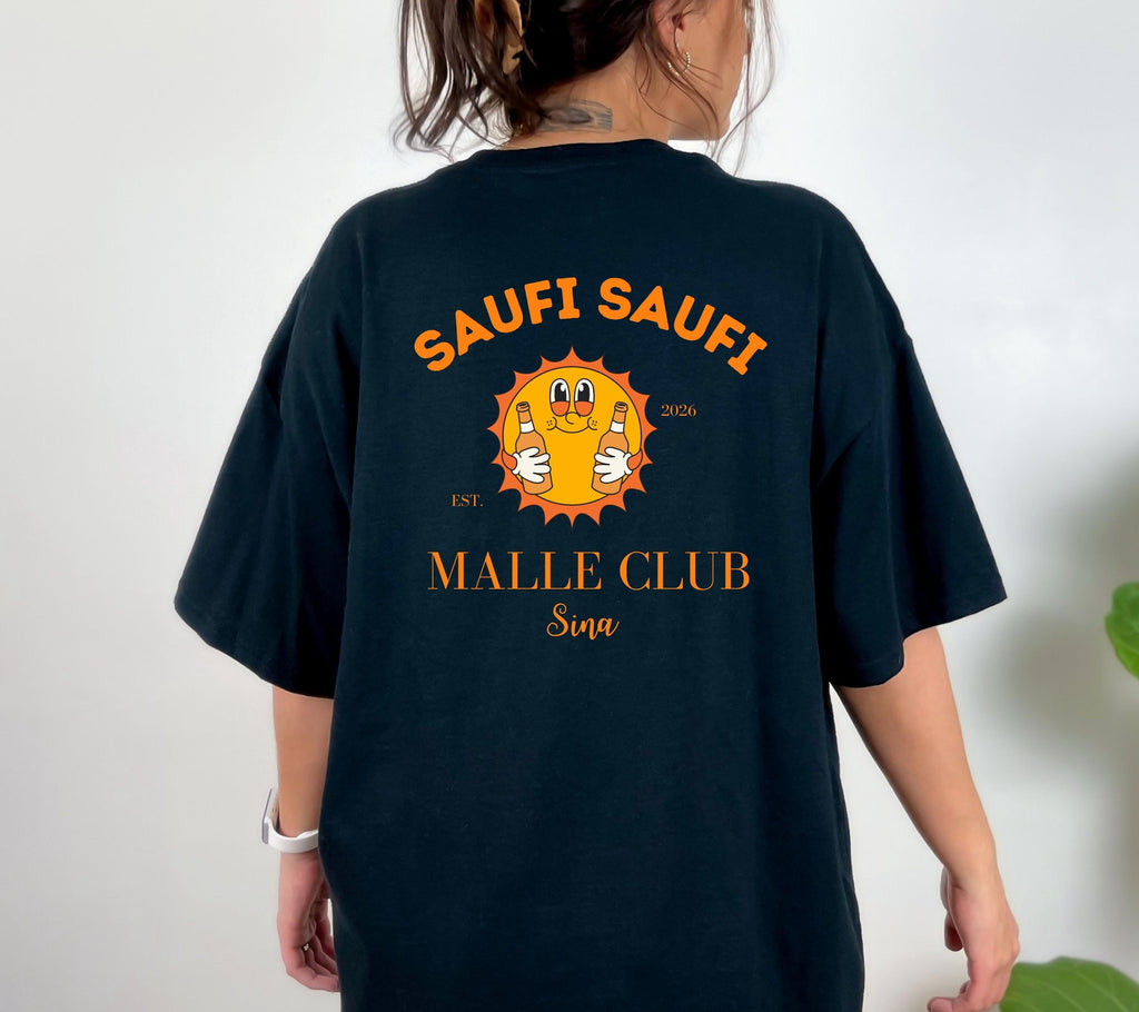 Malle Shirt, Backprint, Sommer, Sonne, Malle Shirts, Malle TShirts, personalisiert, Mallorca t Shirts, Bier Shirt, Sauf Shirt, saufi saufi
