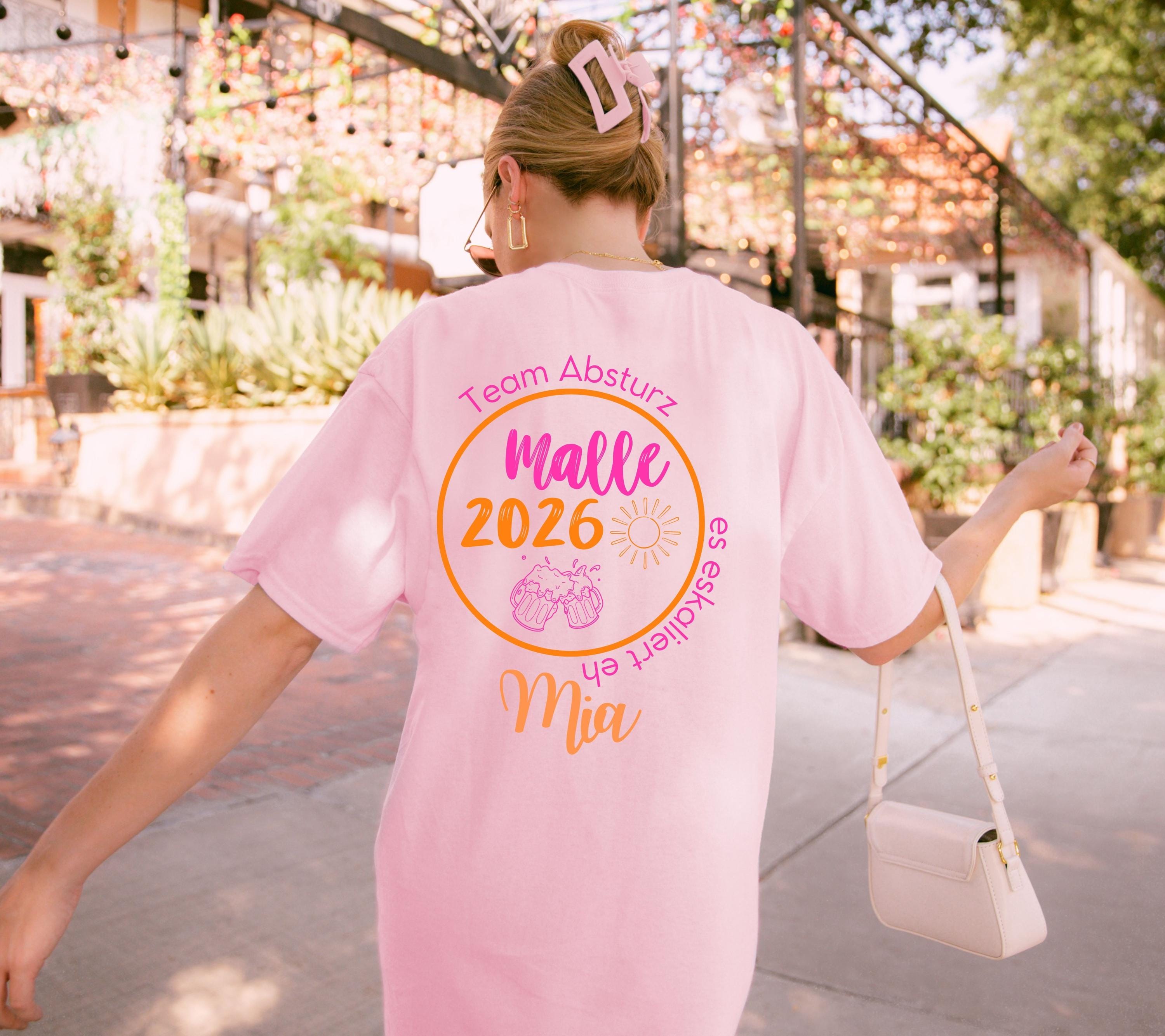 Malle Shirt, es eskaliert eh, Backprint, Malle 2026, Malle T Shirt, personalisiert, Mallorca Shirts, Bier Shirt, Sauf T Shirt, Gruppenshirt