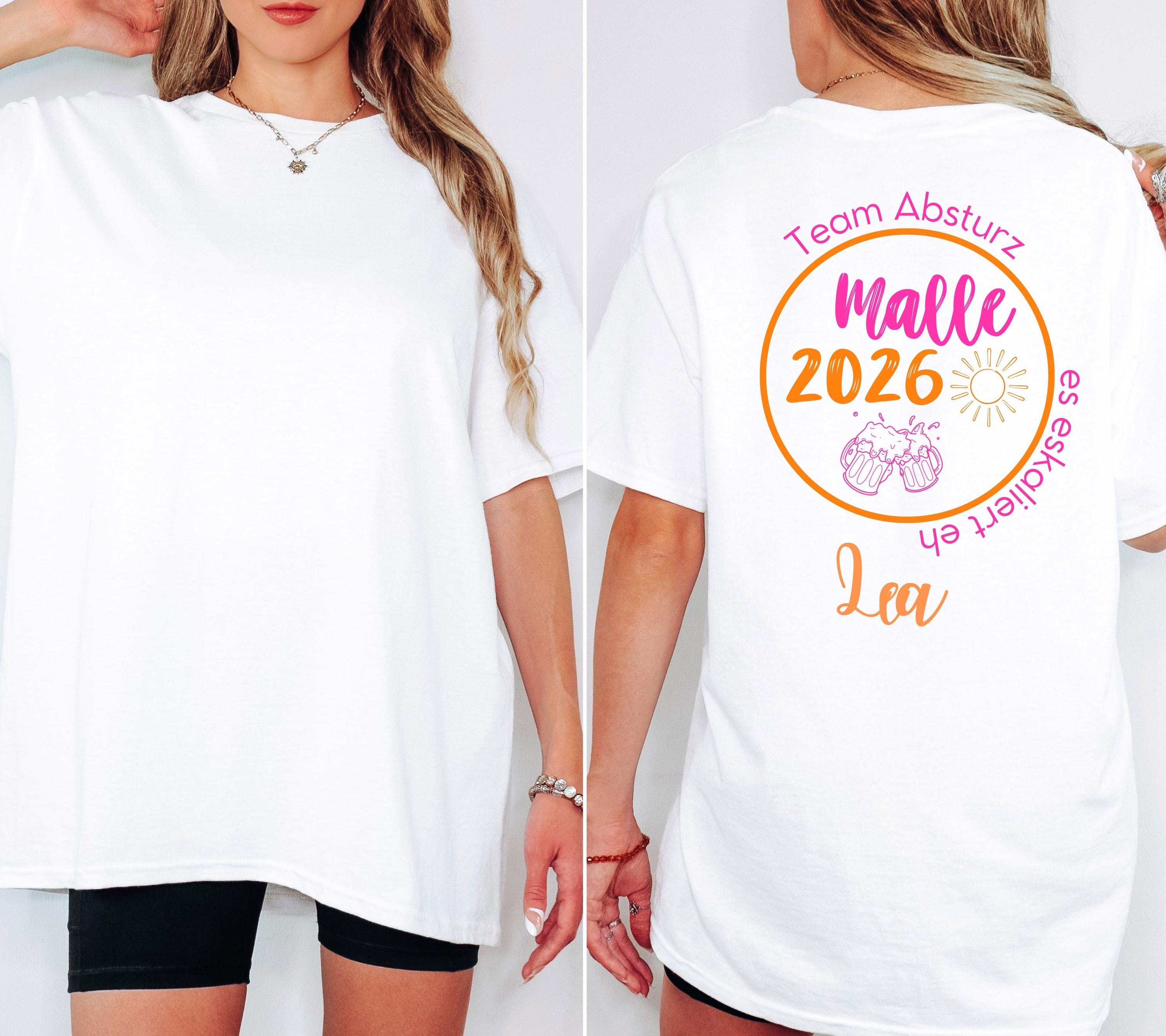 Malle Shirt, es eskaliert eh, Backprint, Malle 2026, Malle T Shirt, personalisiert, Mallorca Shirts, Bier Shirt, Sauf T Shirt, Gruppenshirt