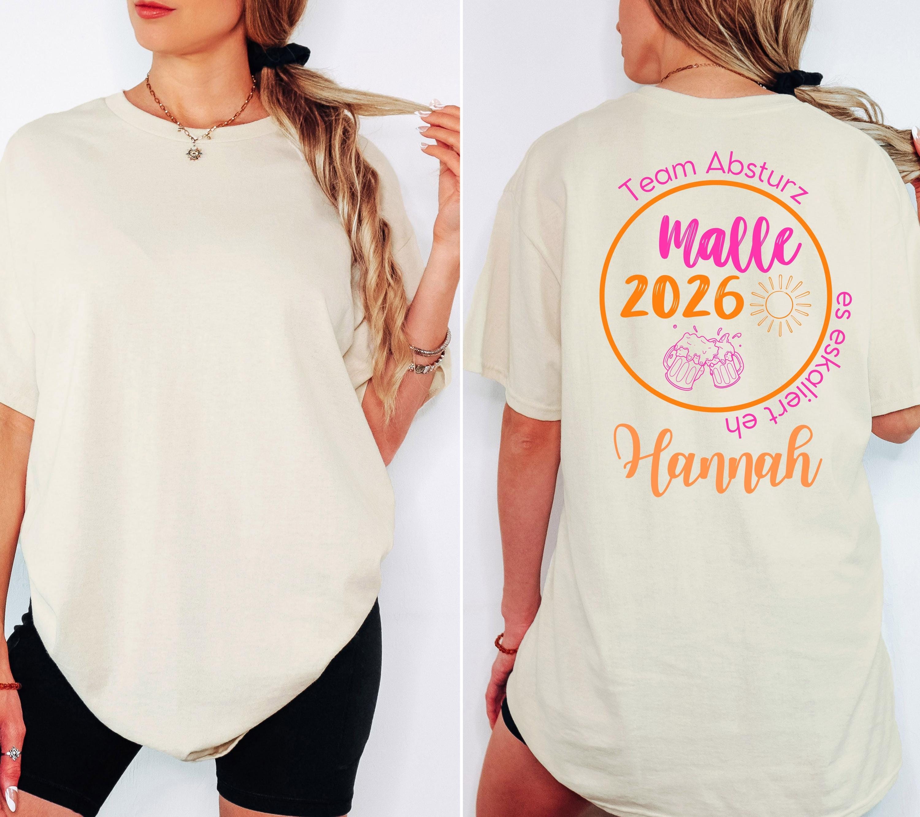 Malle Shirt, es eskaliert eh, Backprint, Malle 2026, Malle T Shirt, personalisiert, Mallorca Shirts, Bier Shirt, Sauf T Shirt, Gruppenshirt