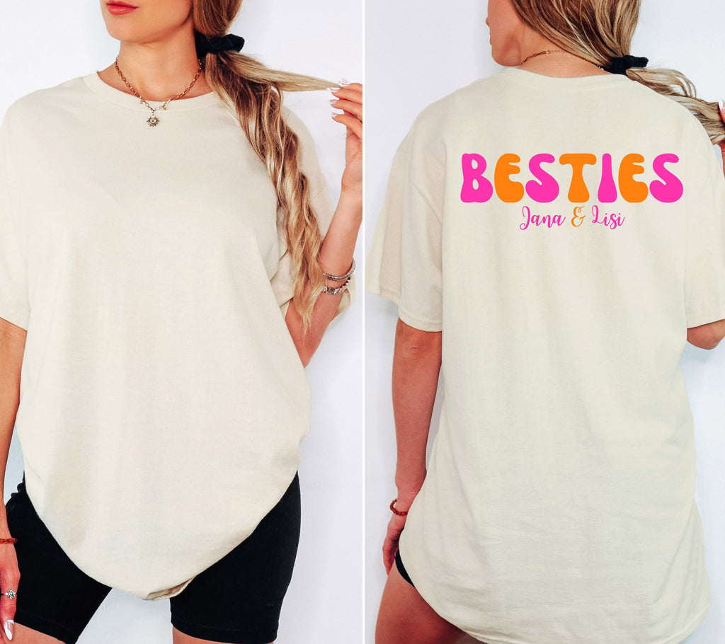 Beste Freundin Shirt, Bestie Shirt, Backprint Damen, pink orange, Geschenkidee Freundin, Freundinnen, BFF, Best Friends Outfit, Freundschaft
