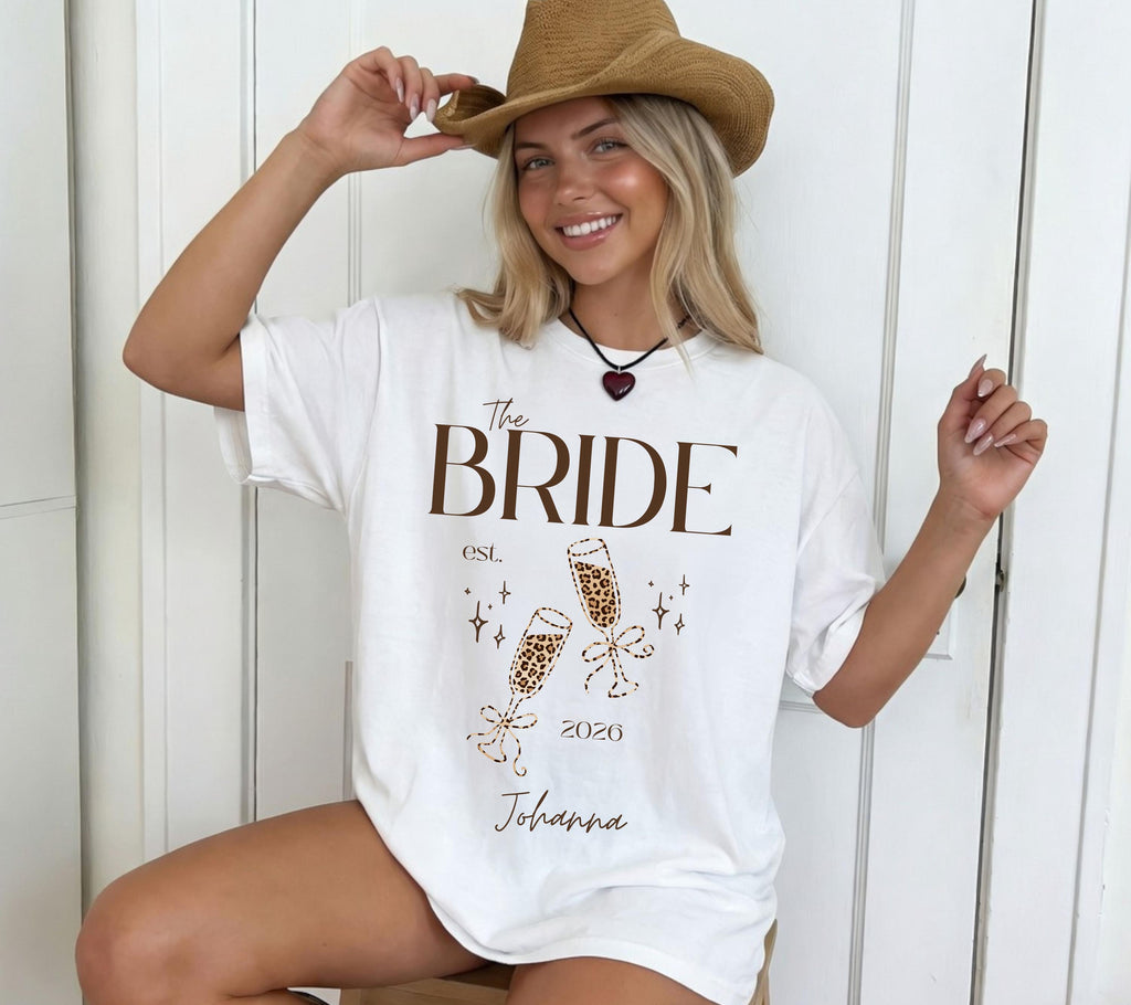 JGA Shirt, Junggesellenabschied Shirts, Team Bride, Braut Shirt , JGA Frauen, personalisierte Jga Shirts, Leo Muster, Leopard Damen, vorne