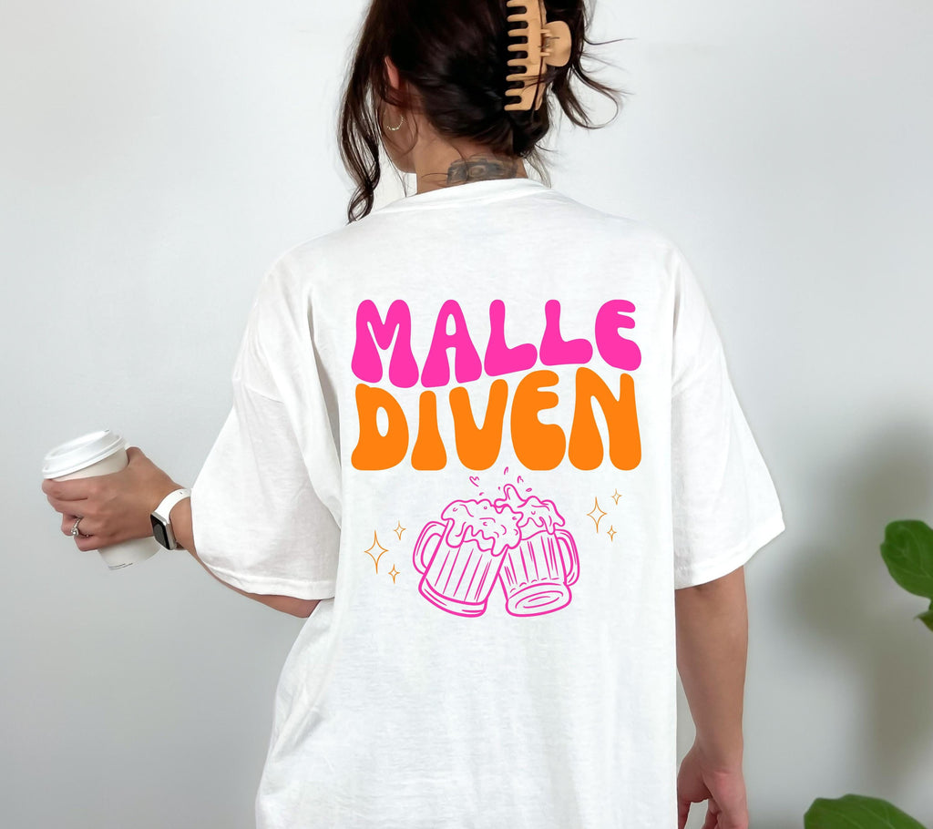 Malle Shirt, Malle Diven, Backprint Shirt, Malle 2026, Malle T Shirt, Mallorca Shirts, Bier Shirt, Sauf Shirt, Gruppenshirt, pink orange