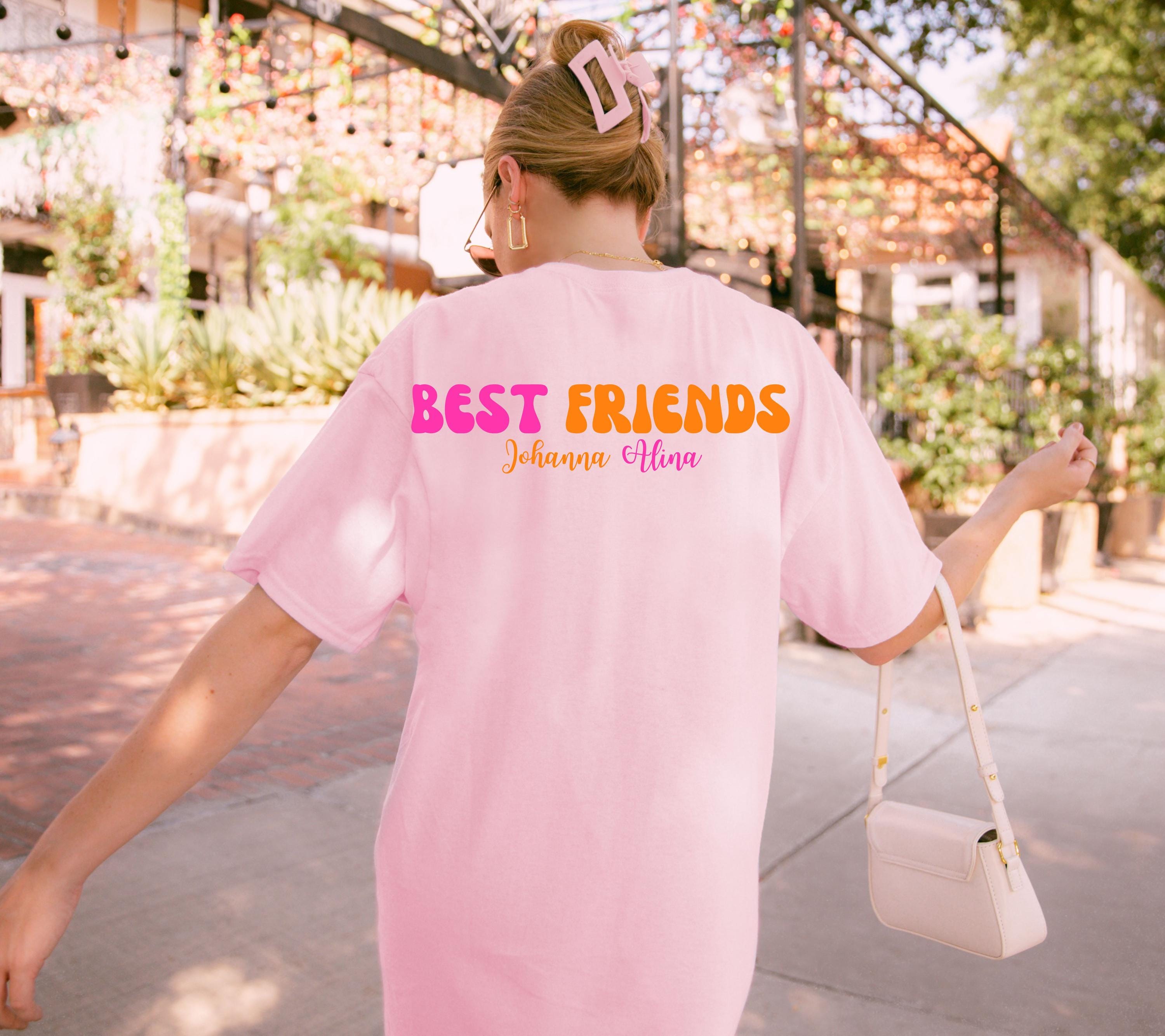 Beste Freundin Shirt, Best Friends Outfit, Bestie Shirt, Backprint Damen, pink orange, Geschenkidee Freundin, Freundinnen, BFF, Freundschaft