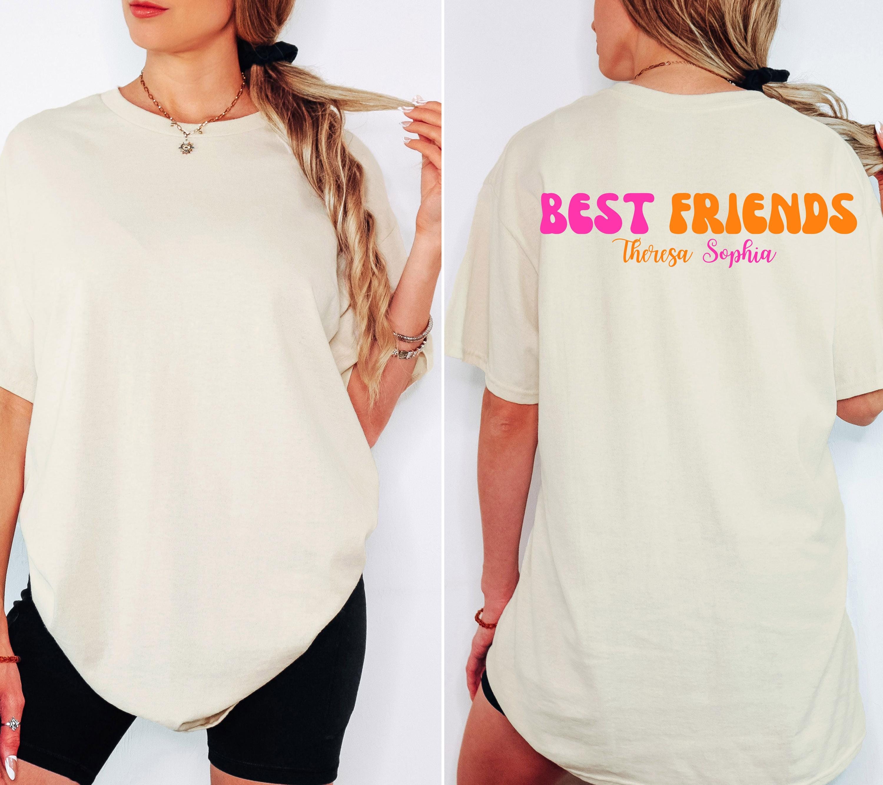 Beste Freundin Shirt, Best Friends Outfit, Bestie Shirt, Backprint Damen, pink orange, Geschenkidee Freundin, Freundinnen, BFF, Freundschaft