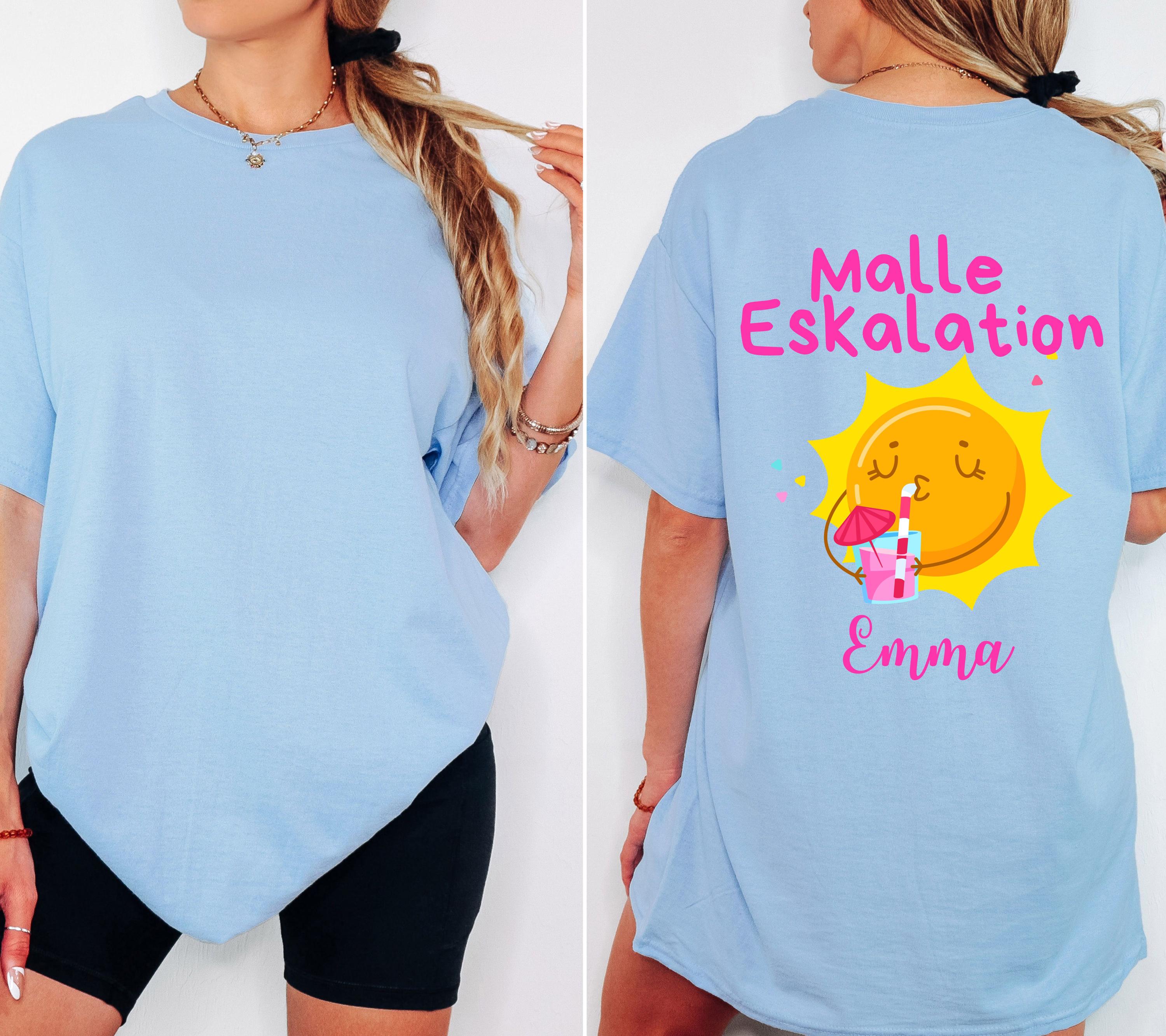 Malle Shirt Sonne, Eskalation, Backprint, Malle 2026, Malle T Shirt, personalisiert, Mallorca Shirts, Bier Shirt, Sauf T Shirt, Gruppenshirt