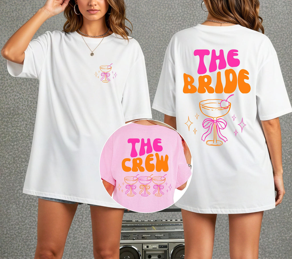 JGA Shirt pink orange, Junggesellinnenabschied Shirts, Backprint, Team, Braut Shirt, JGA Frauen, Gruppen T Shirt, Hochzeit, Team Shirts