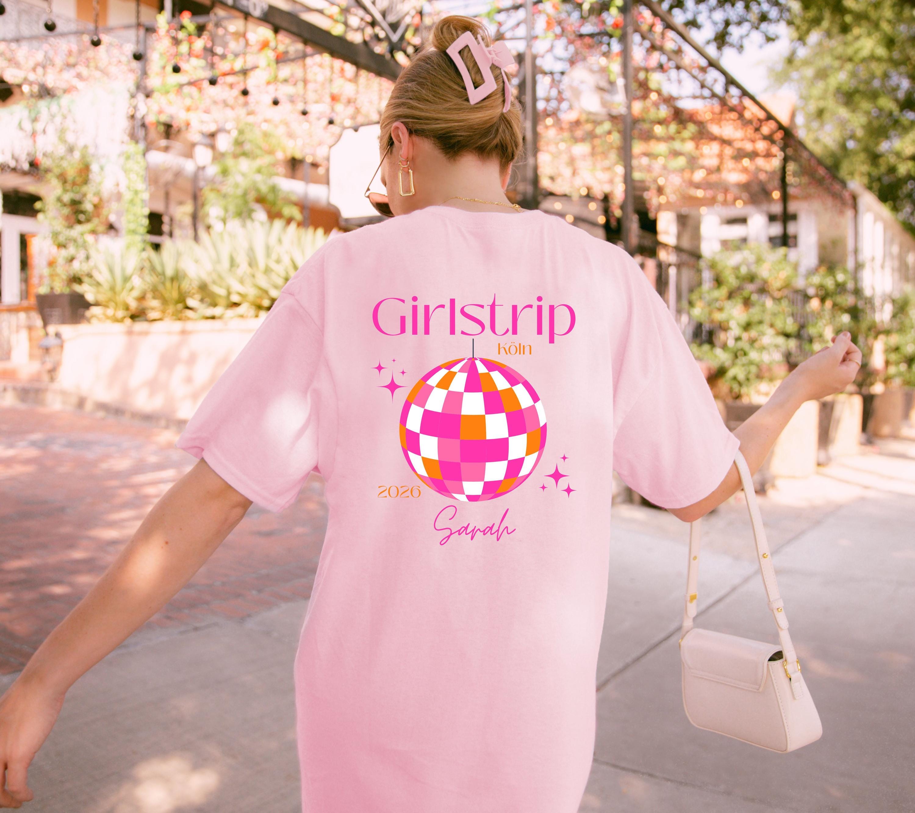 Girls Trip Shirts, JGA Backprint, personalisiert, Malle, Köln, Mädelsurlaub, Sauf T Shirt, Gruppenshirt Frauen, Diskokugel, Sommer Shirt