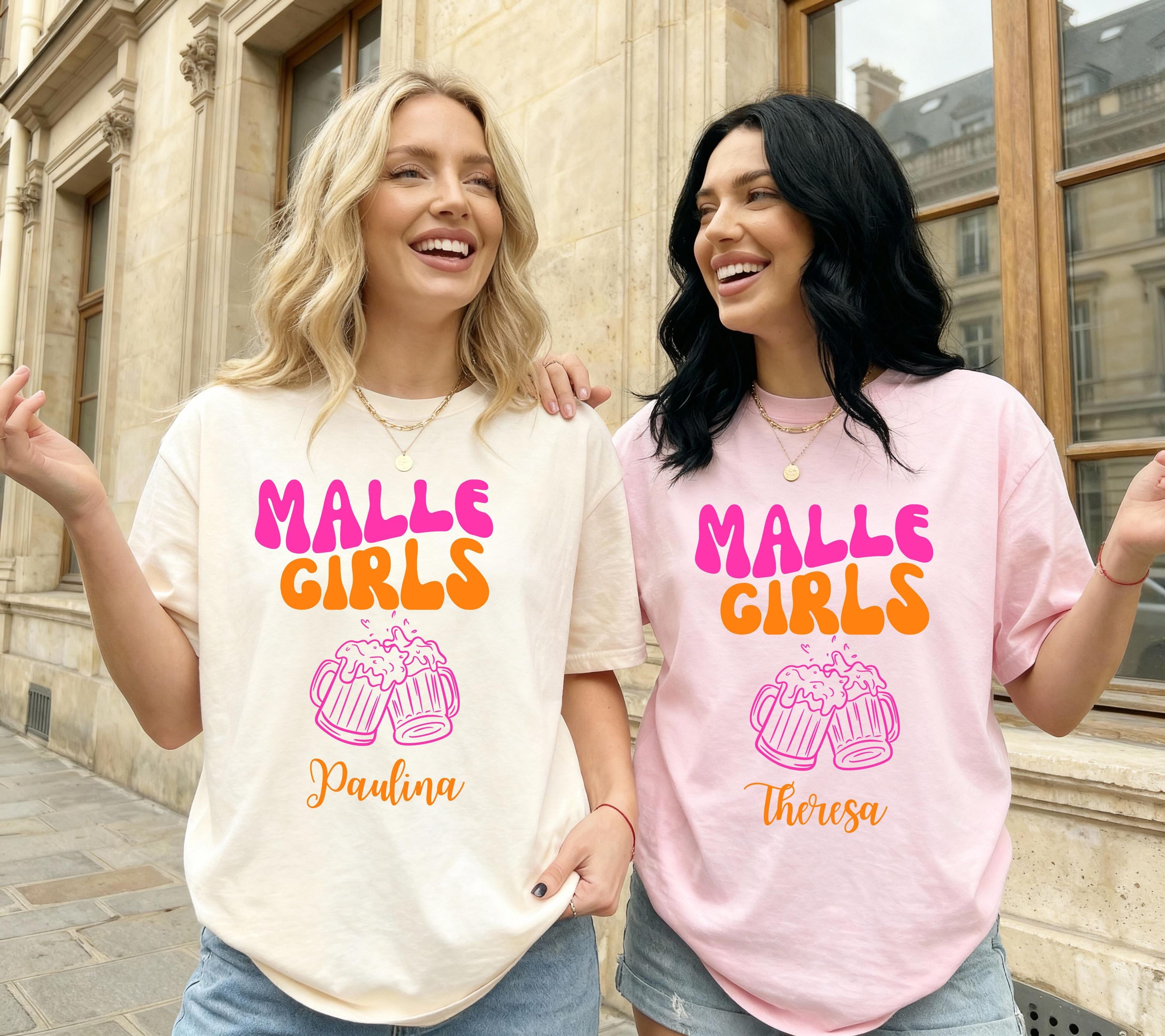 Malle Shirt Damen, Backprint, Malle 2026, Malle Shirts, Malle Girls, personalisiert, Mallorca Shirts, Bier Shirt, Sauf T Shirt, Gruppenshirt