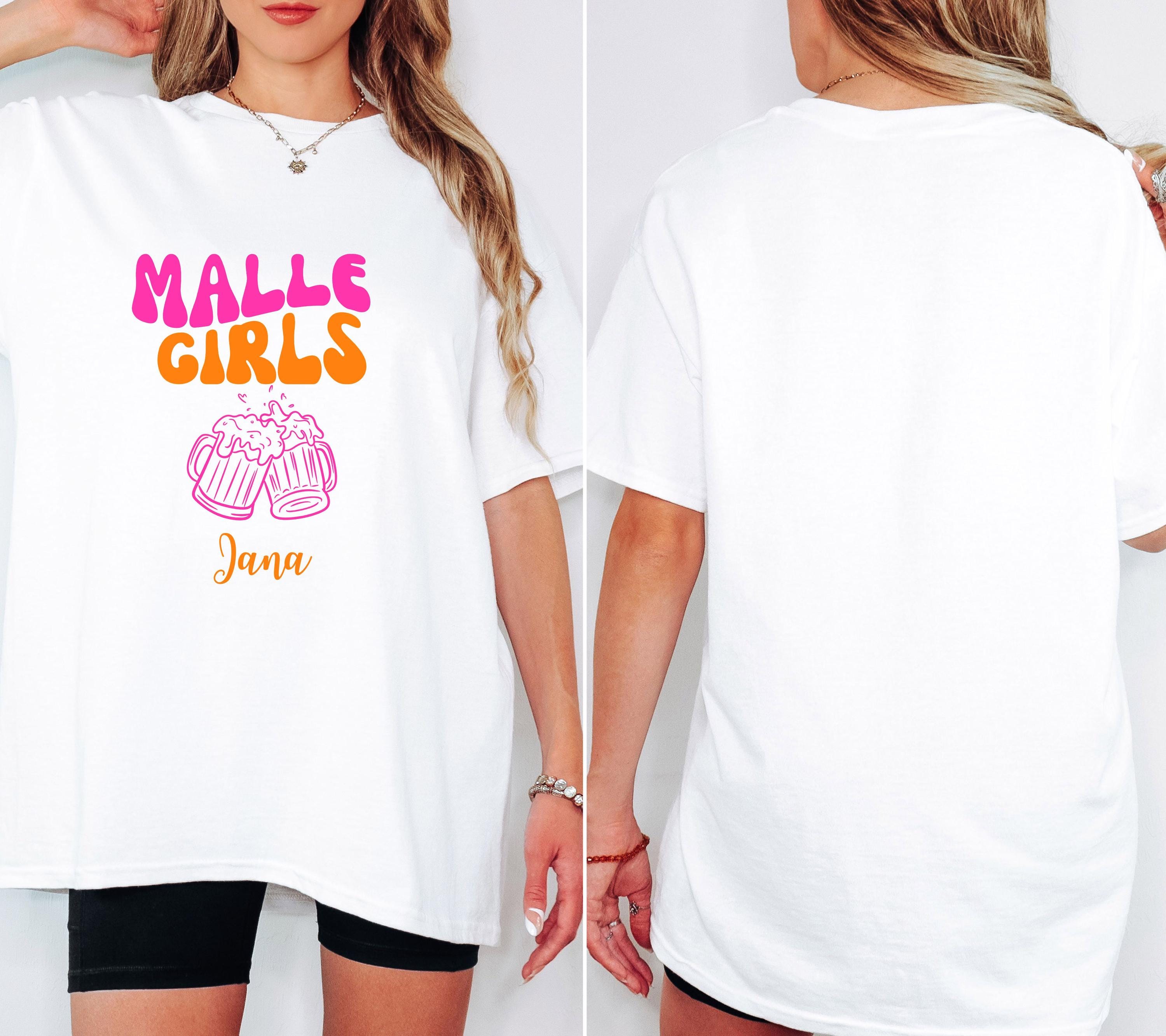 Malle Shirt Damen, Backprint, Malle 2026, Malle Shirts, Malle Girls, personalisiert, Mallorca Shirts, Bier Shirt, Sauf T Shirt, Gruppenshirt