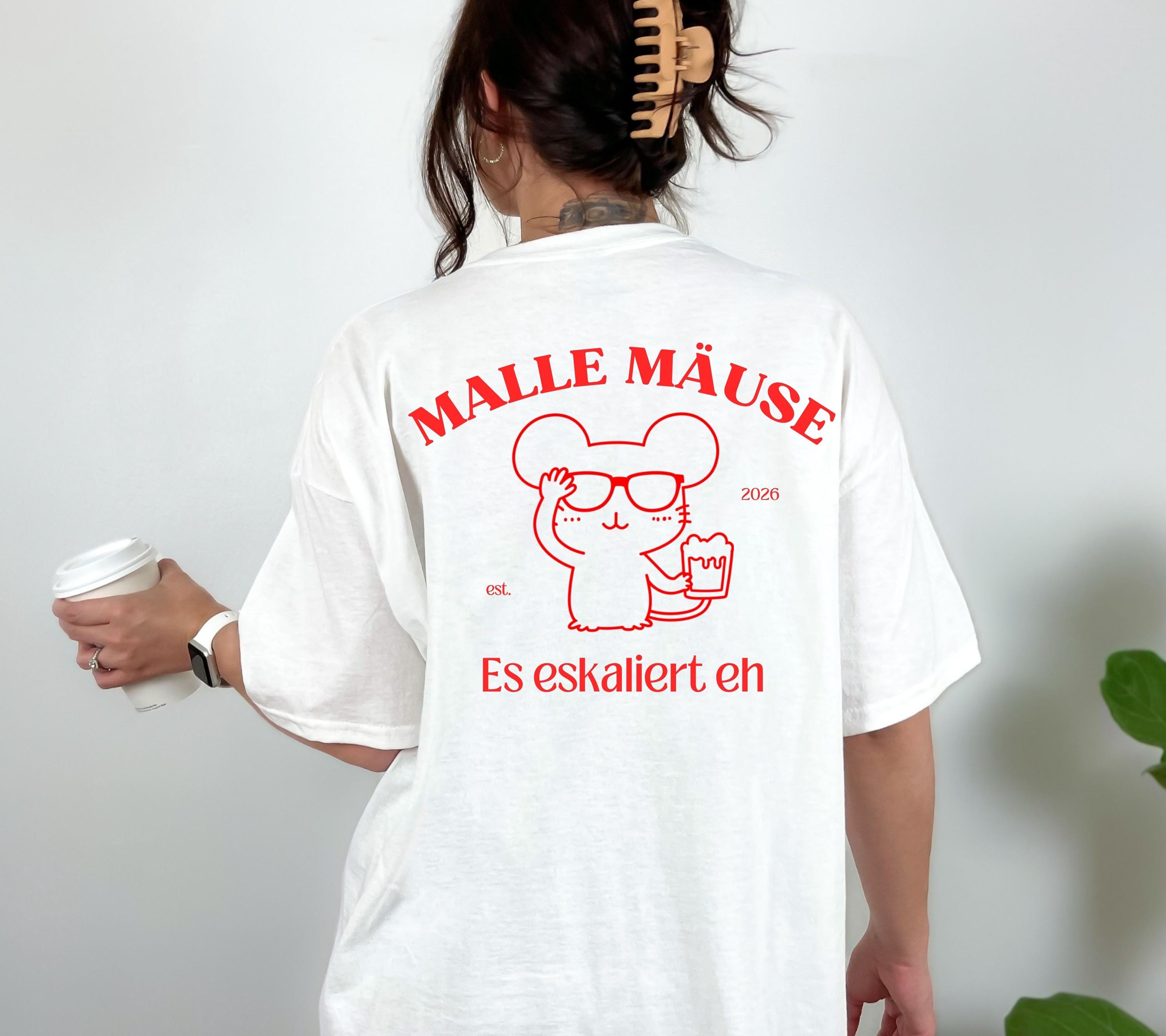 Malle Mäuse Shirt, Backprint, Malle 2026, Malle Shirts, es eskaliert eh, Mallorca T Shirts, Bier Shirt, Gruppenshirt pink, lustige Shirts