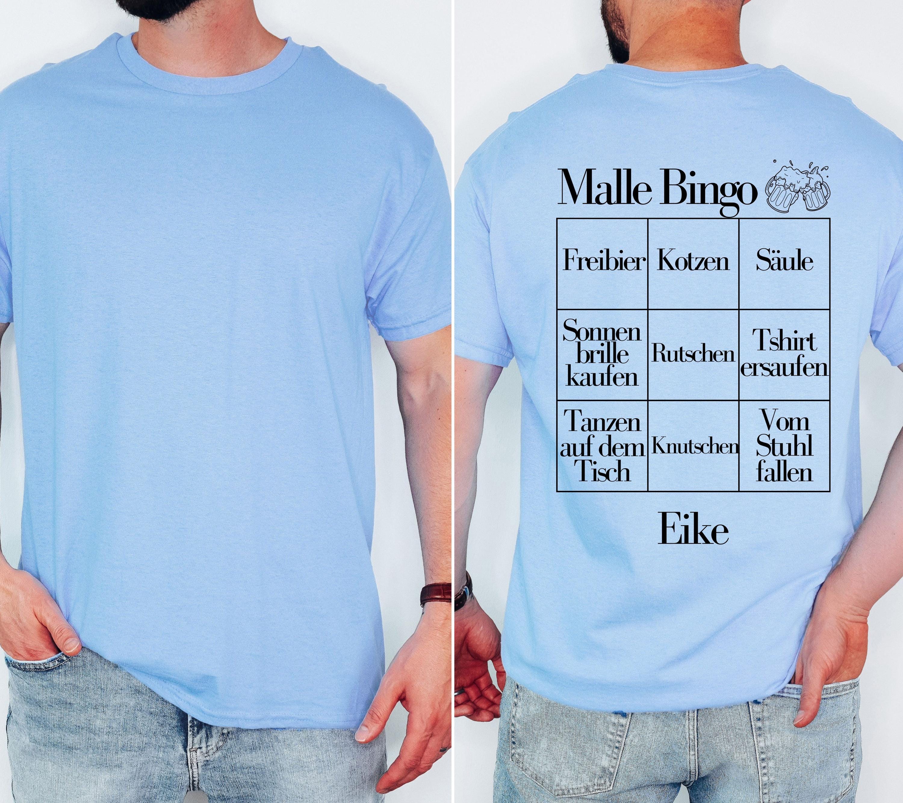 Malle Shirt Unisex, Malle Shirt Damen, Männer, Malle Bingo, Gruppenshirt, Backprint, Malle 2026, personalisiert, Mallorca TShirt, Bier Shirt