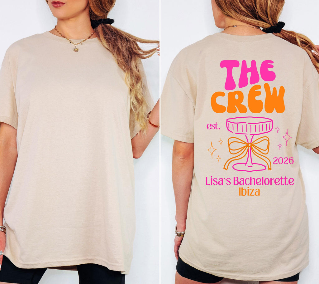 JGA Shirt, Junggesellinnenabschied Shirts, JGA pink orange, Backprint, Braut Shirt, JGA Frauen, Team Shirts, Hochzeit, Bride Shirt mit Ort