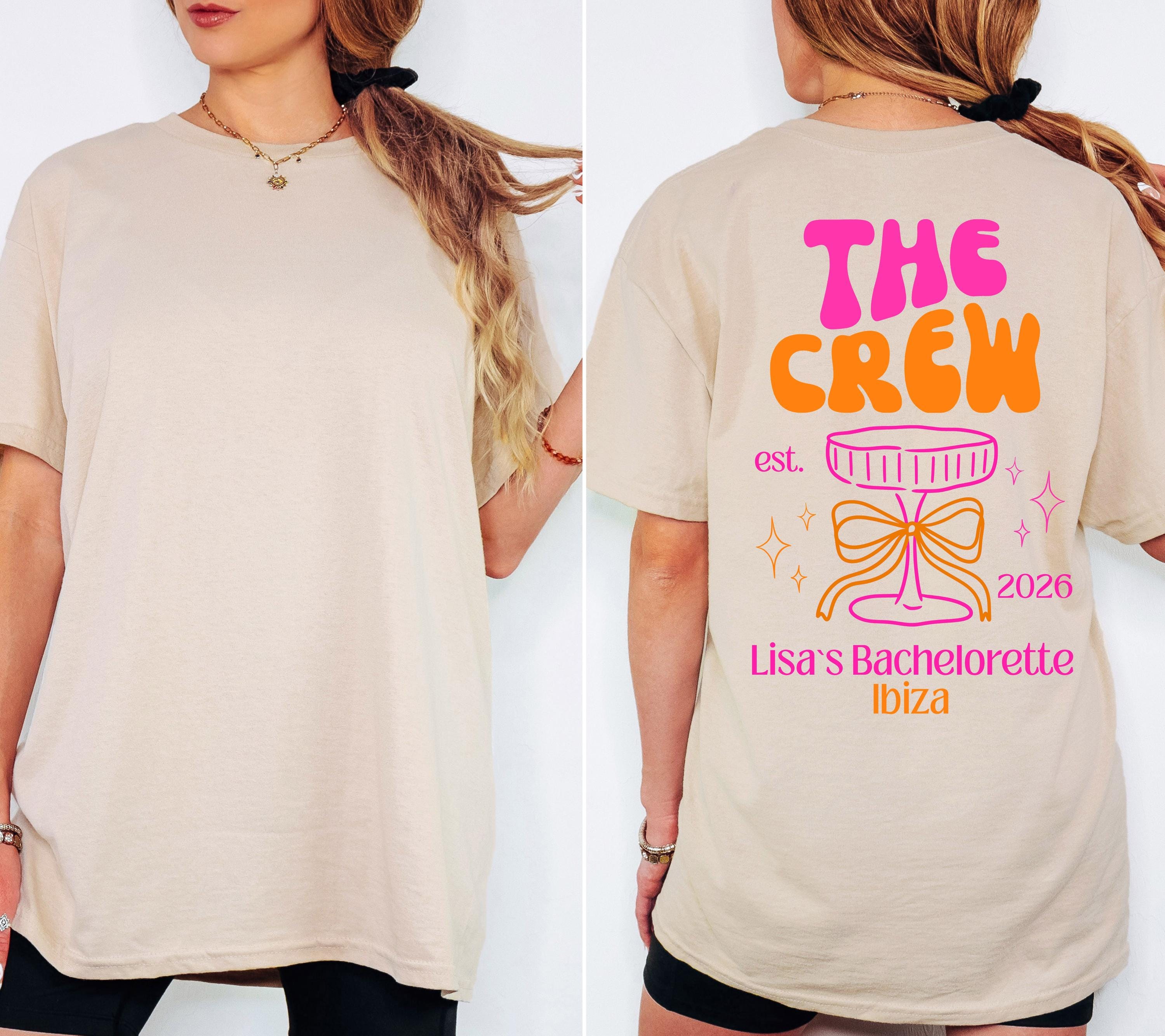 JGA Shirt, Junggesellinnenabschied Shirts, JGA pink orange, Backprint, Braut Shirt, JGA Frauen, Team Shirts, Hochzeit, Bride Shirt mit Ort