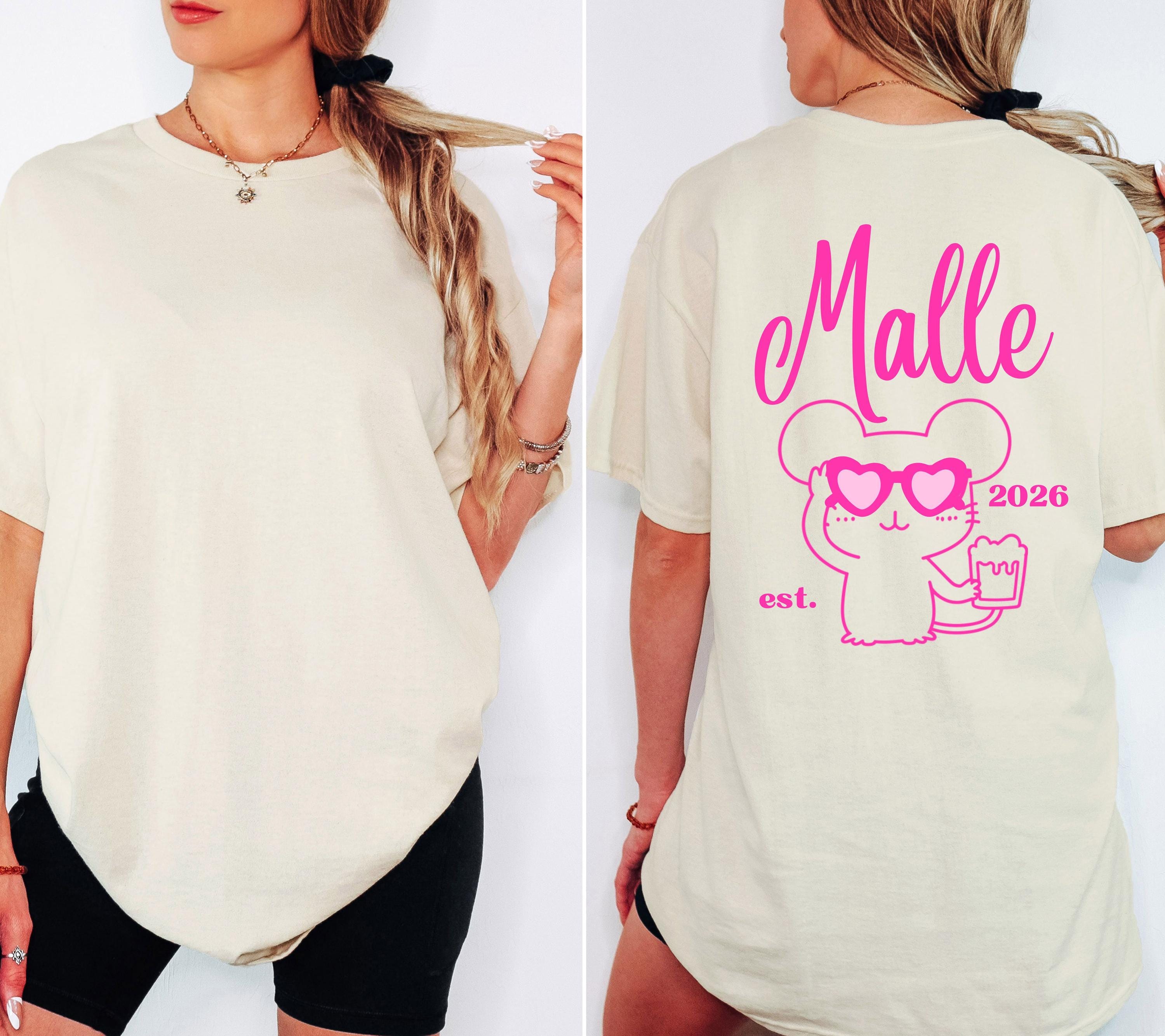 Malle Shirt Maus, Backprint, Malle 2026, Malle Shirts pink, Mallorca T Shirts, Bier Shirt, Gruppenshirt pink, lustige Shirts, Mausi, Mäuse