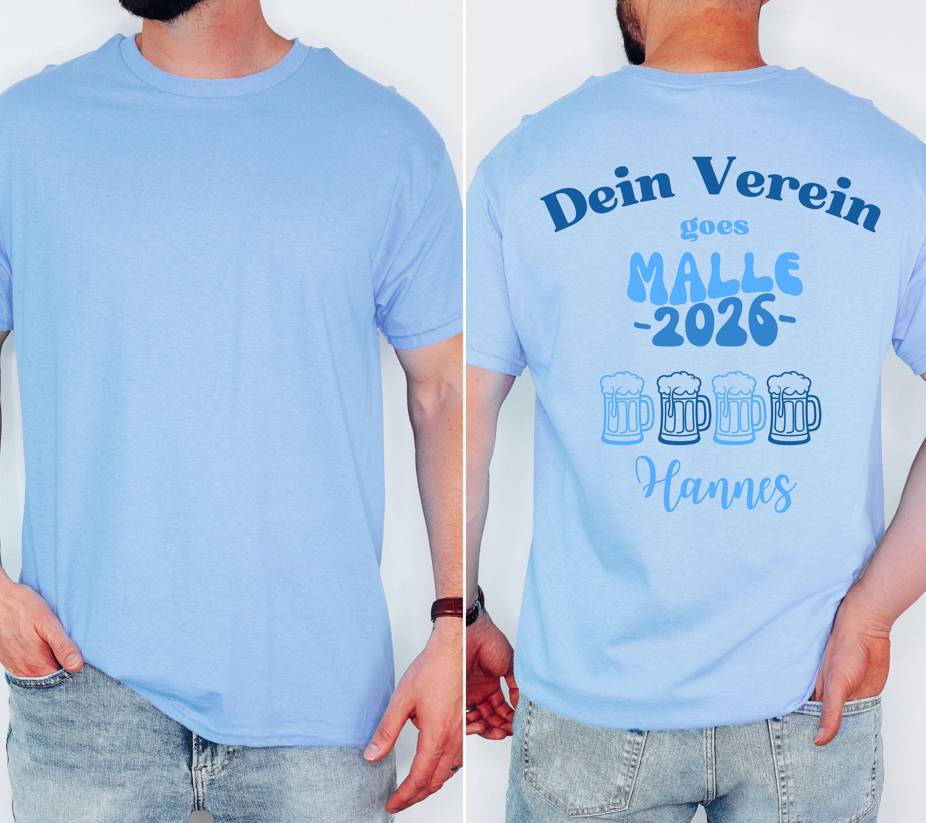 Malle Shirt Mannschaftsfahrt, Backprint, Malle 2026, Malle Shirts, T Shirt, Trikot, Mallorca Shirts, Bier Shirt, Sauf T Shirt, Gruppenshirt