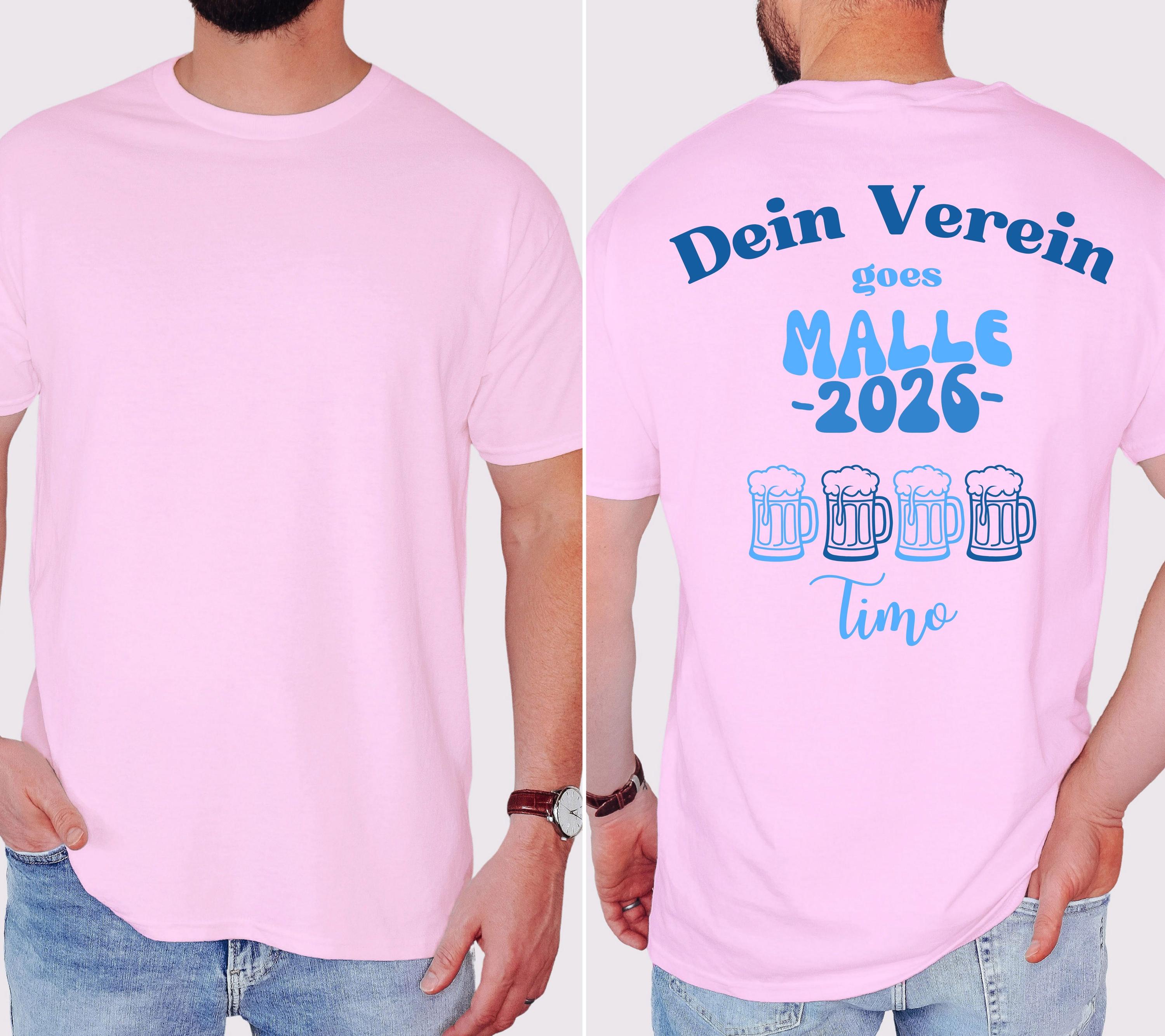 Malle Shirts Männer, Gruppenshirt, Backprint, Malle 2026, Malle Shirt, Herren, Verein, Mallorca, Bier Shirt, Sauf Shirt, Mannschaftsfahrt