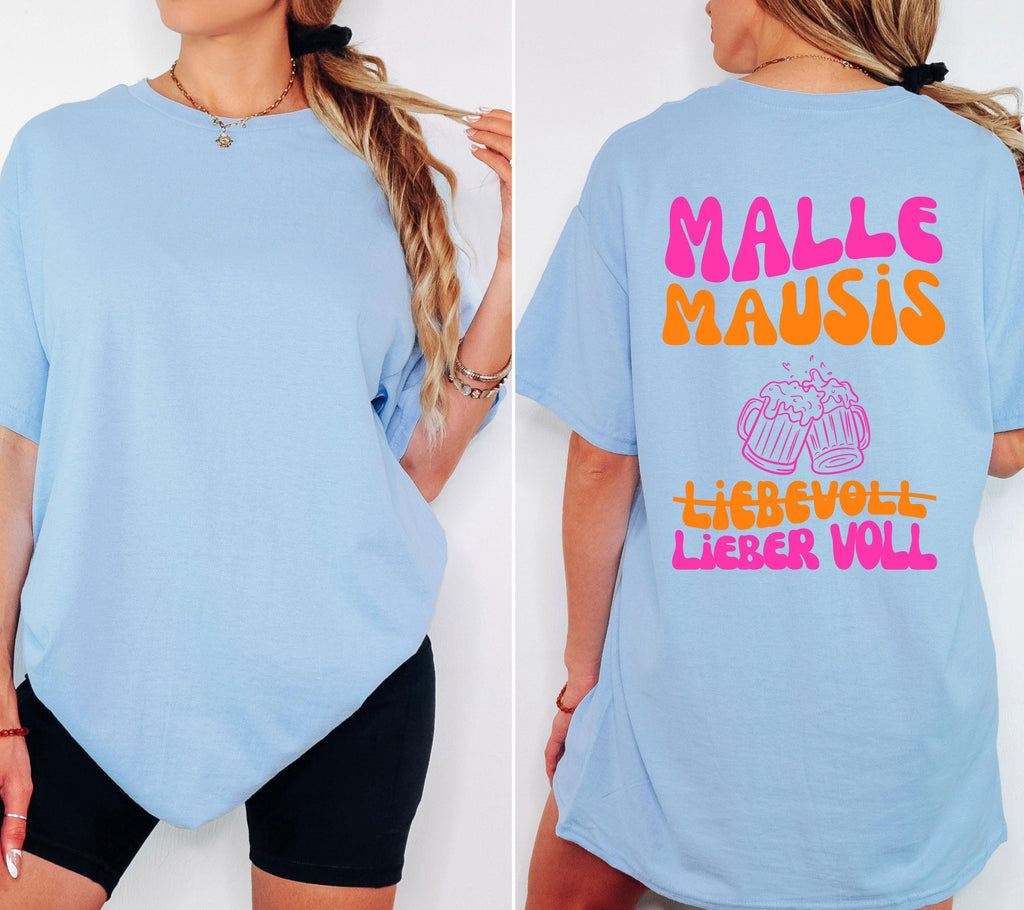 Malle Mausis Shirt, liebevoll lieber voll, Malle 2026, Malle Shirts pink, Mallorca T Shirts, Bier Shirt, Gruppenshirt, Mausi, Mäuse, Damen